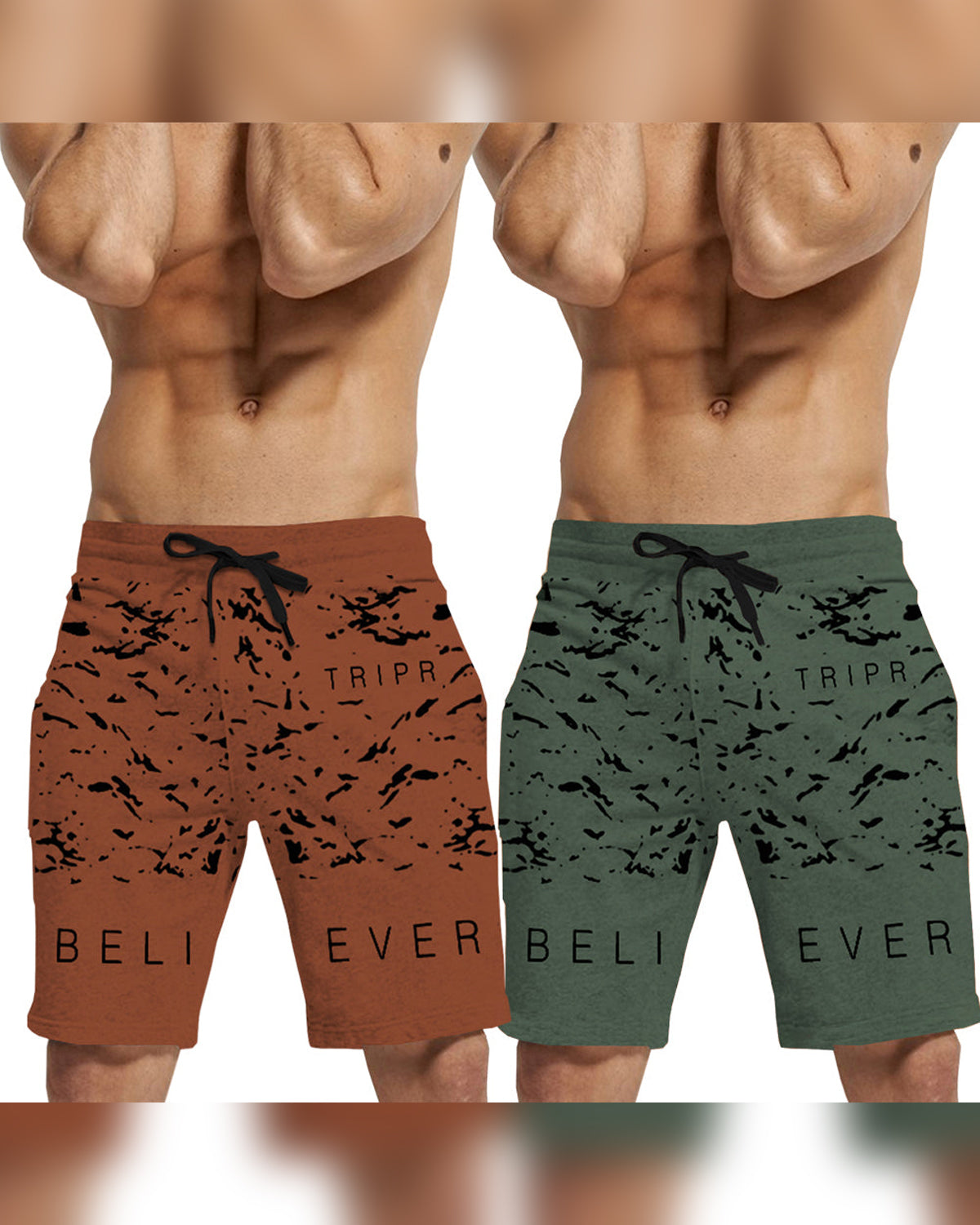 (Pack Of 2) Printed And Colorblocked Shorts 15 Variants