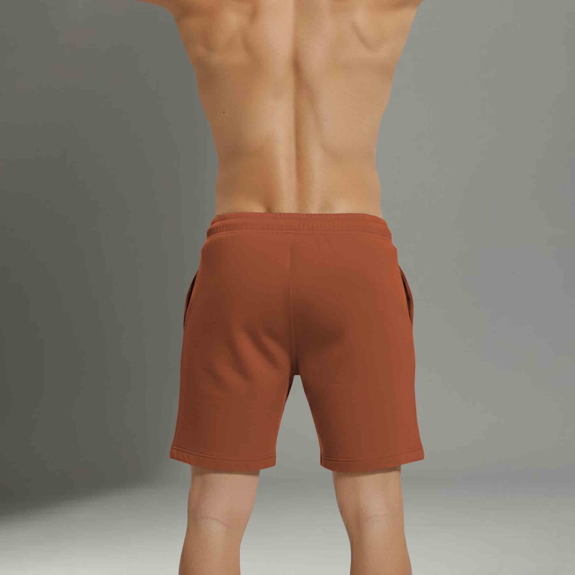 Men Slim Fit Brown Printed Shorts