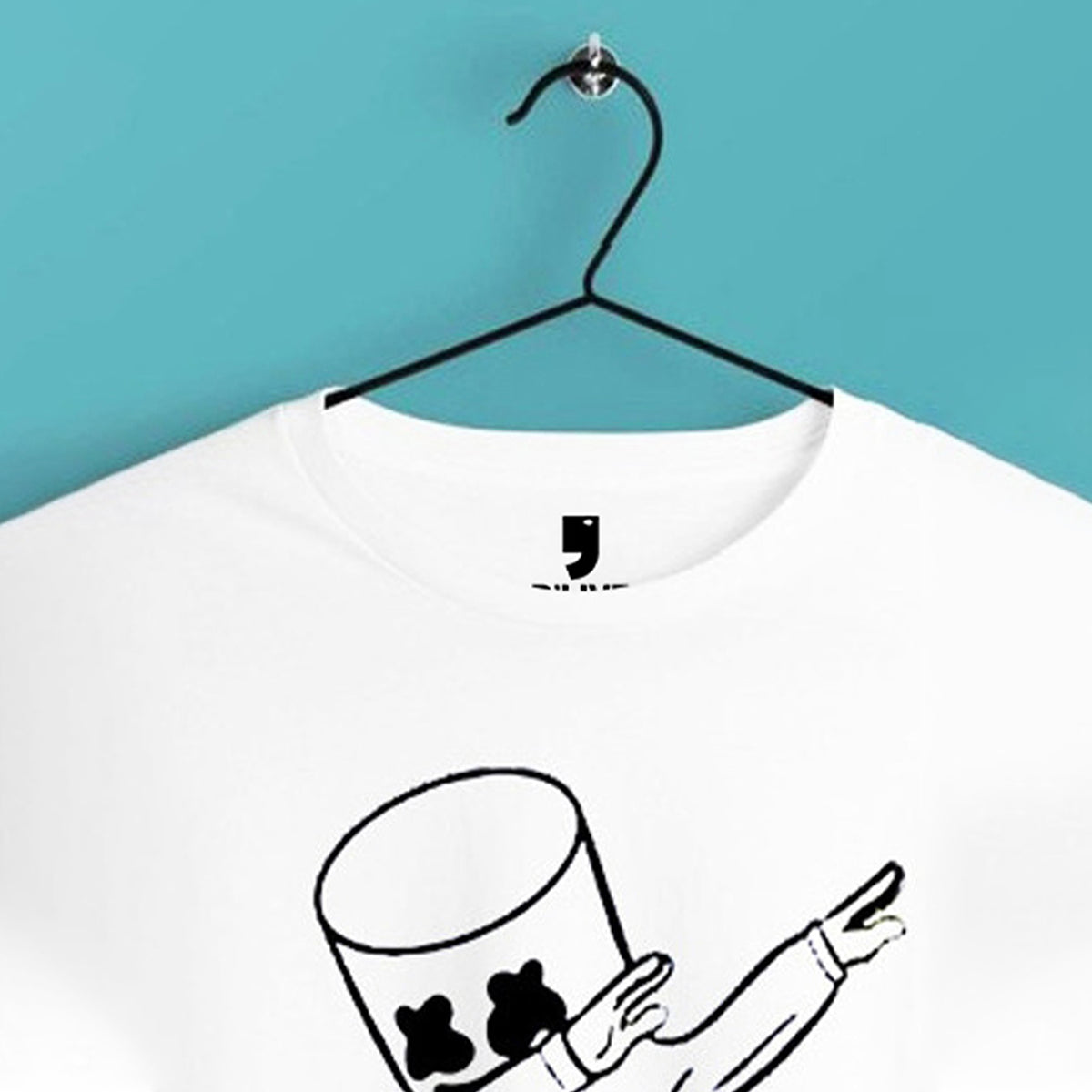 Men Marshmallow Print Half Sleeve T-shirt White