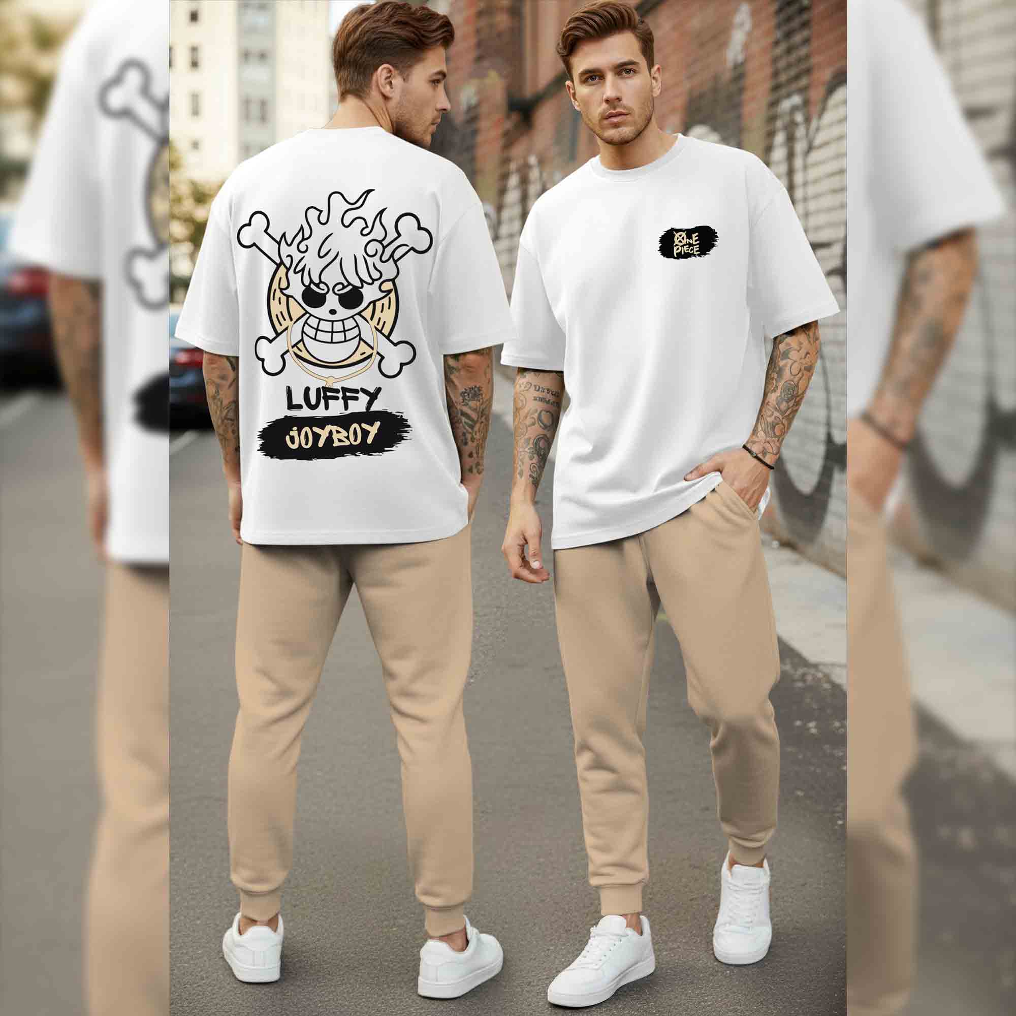 Men Outfit Set - Oversized Printed T shirts & Plain Track Pants - 11 Variants