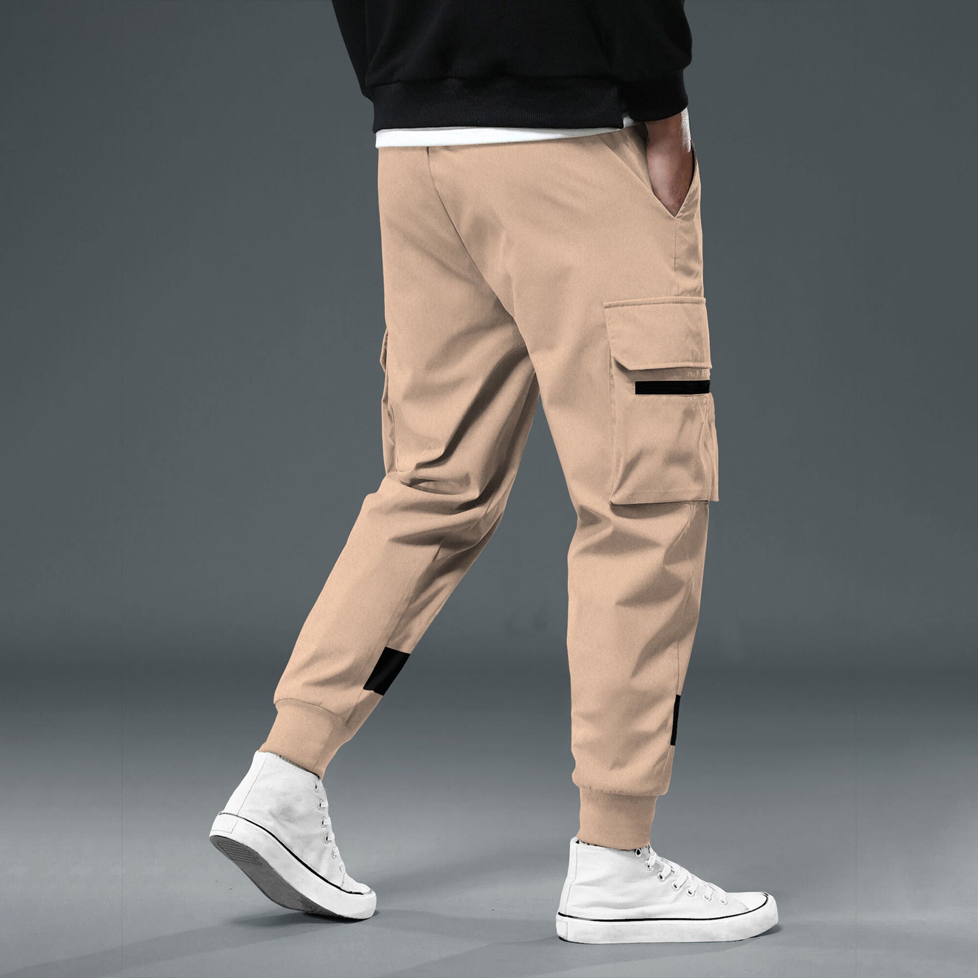 Men Beige Printed Cargo Jogger