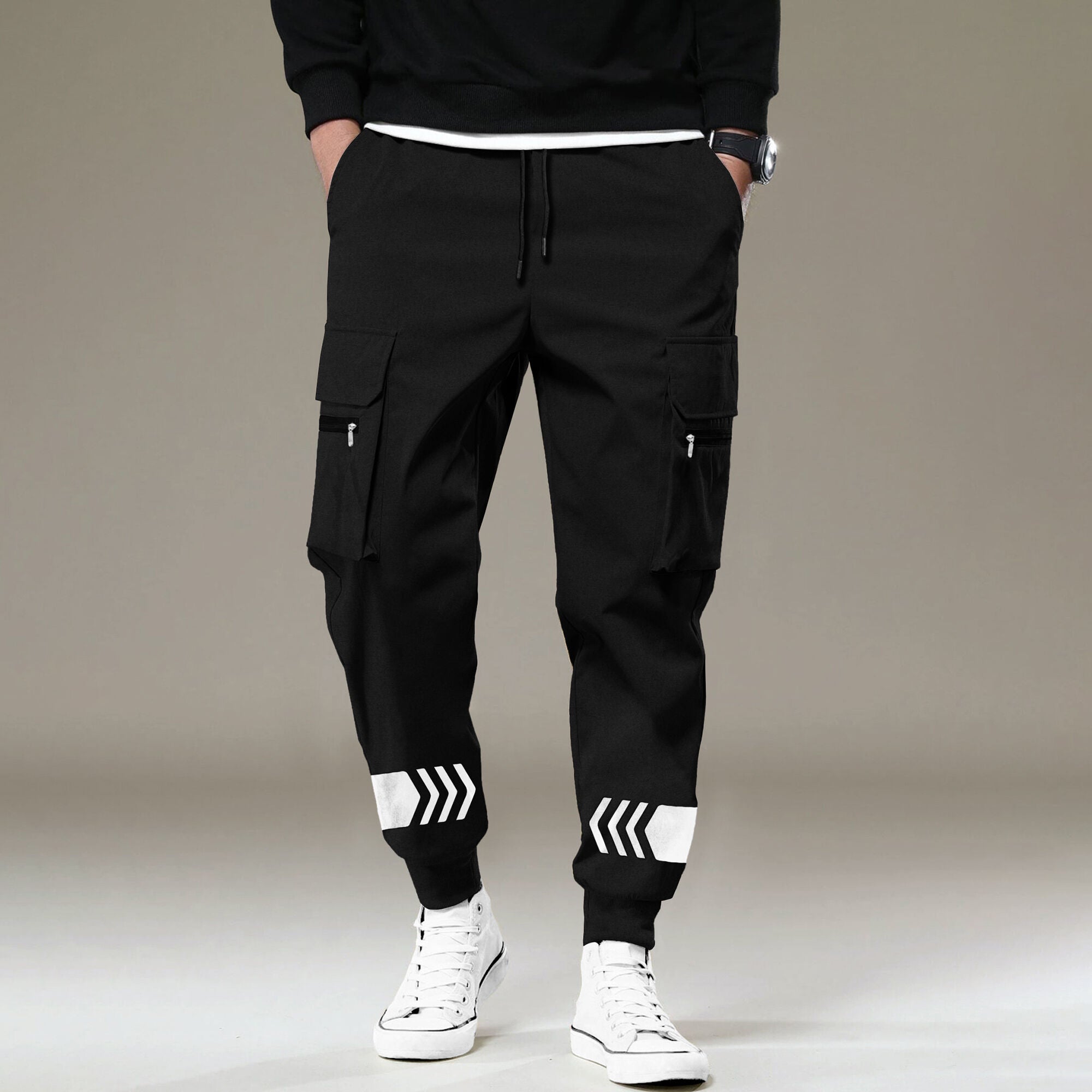 Men Black Printed Cargo Jogger