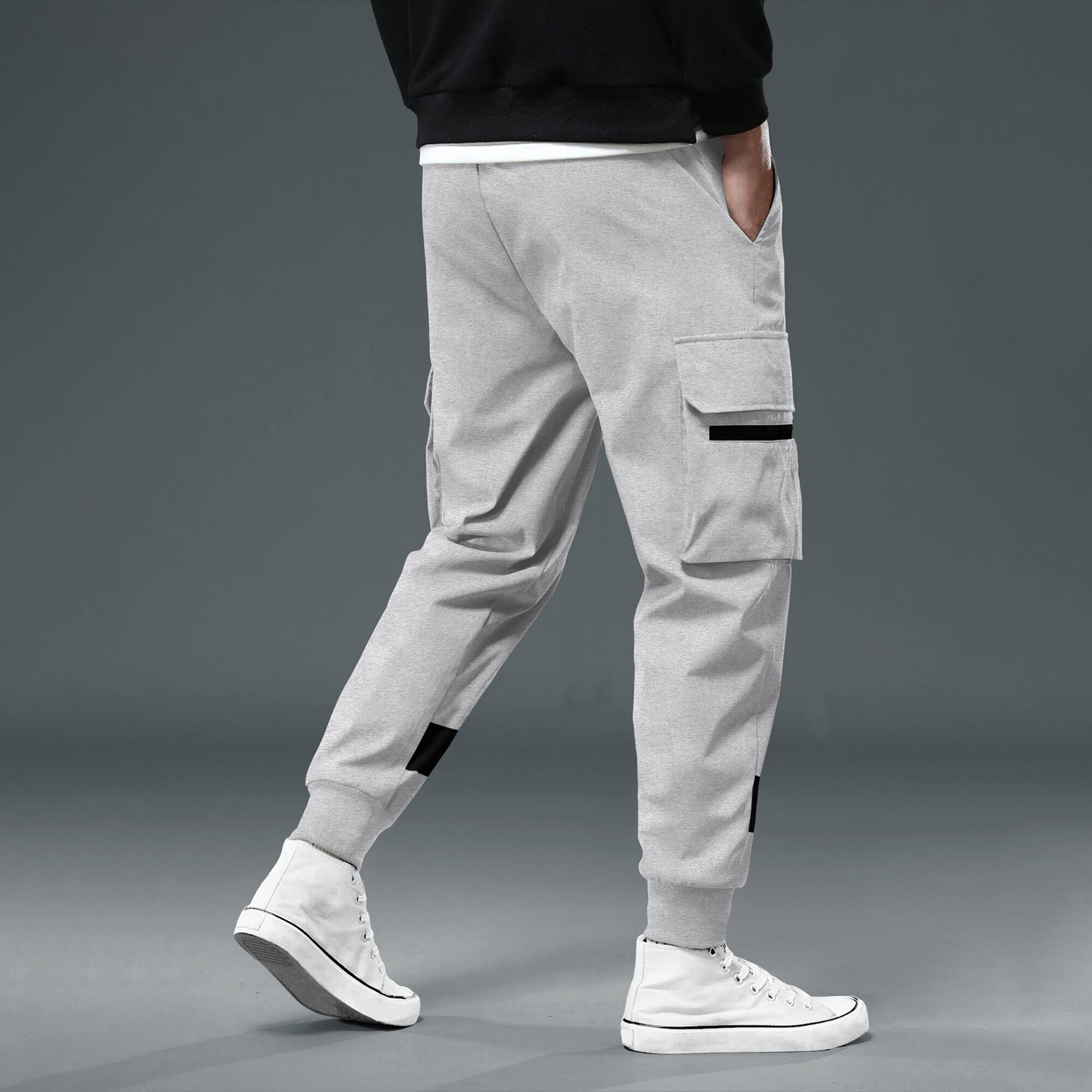 Men Grey Printed Cargo Jogger