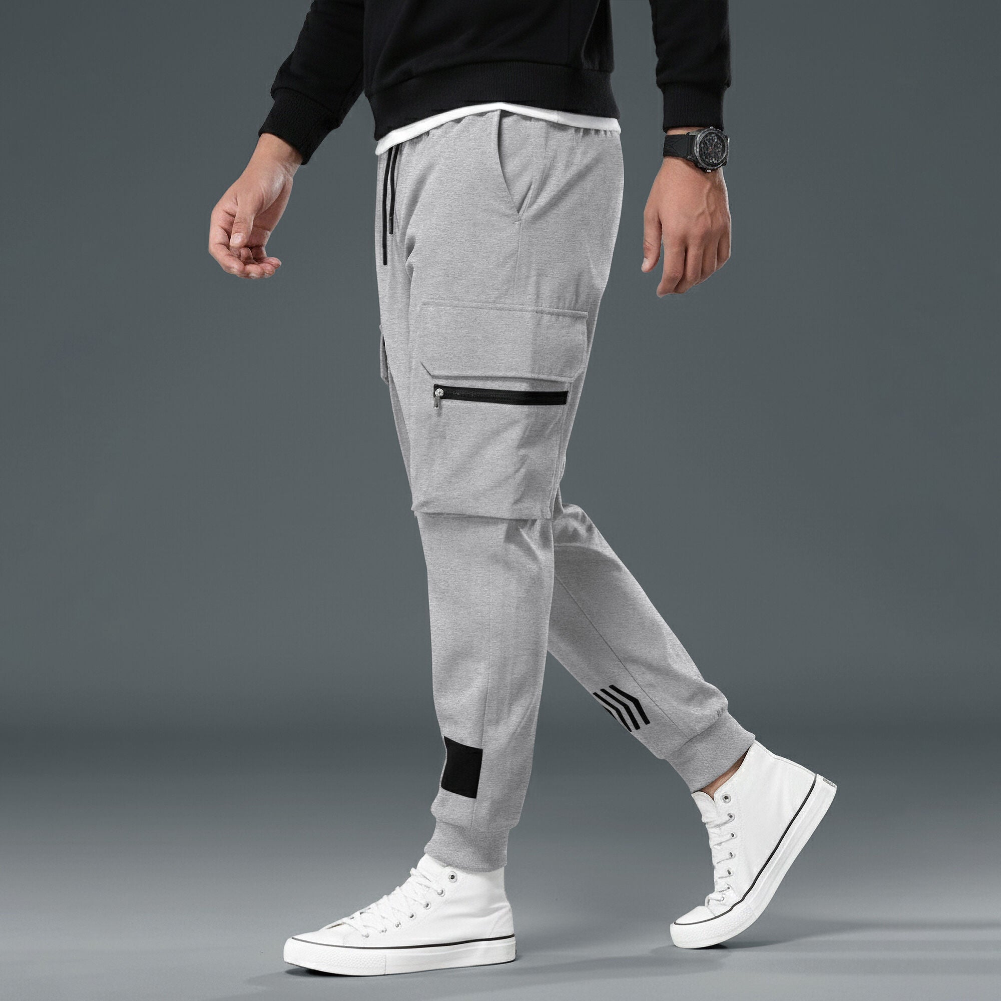 Men Grey Printed Cargo Jogger