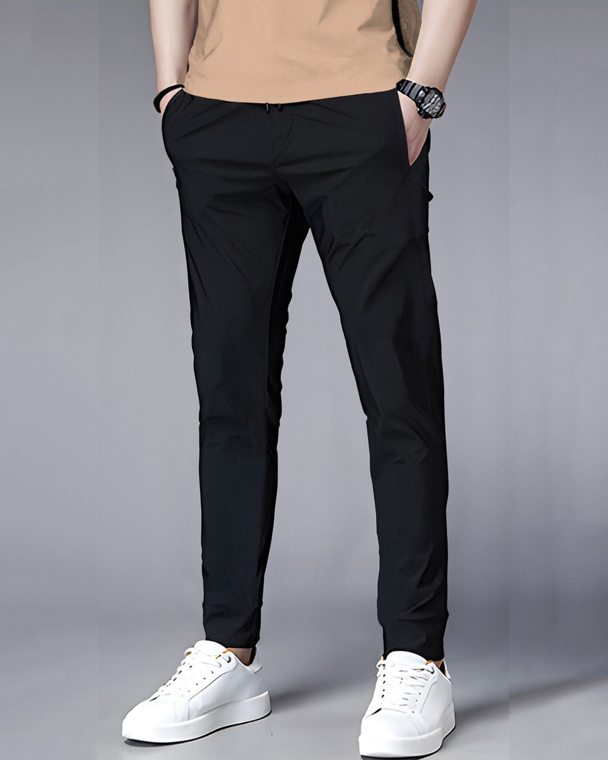 Track Suit Half Sleeve Beige Printed T-shirt with Black Plain Trackpant