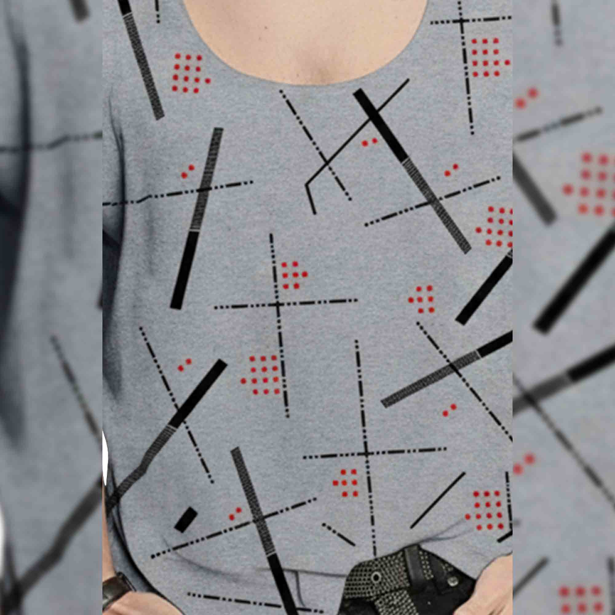 Men Sleeveless Abstract Grey Printed Vest