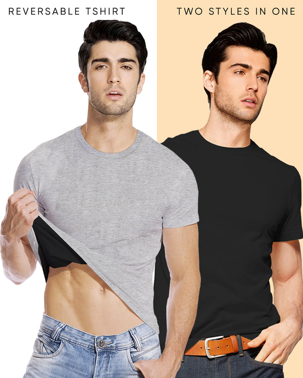 reversible grey and black half sleeve tshirt for men