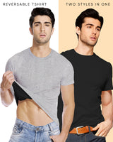 reversible or double side grey and black tshirt for men 