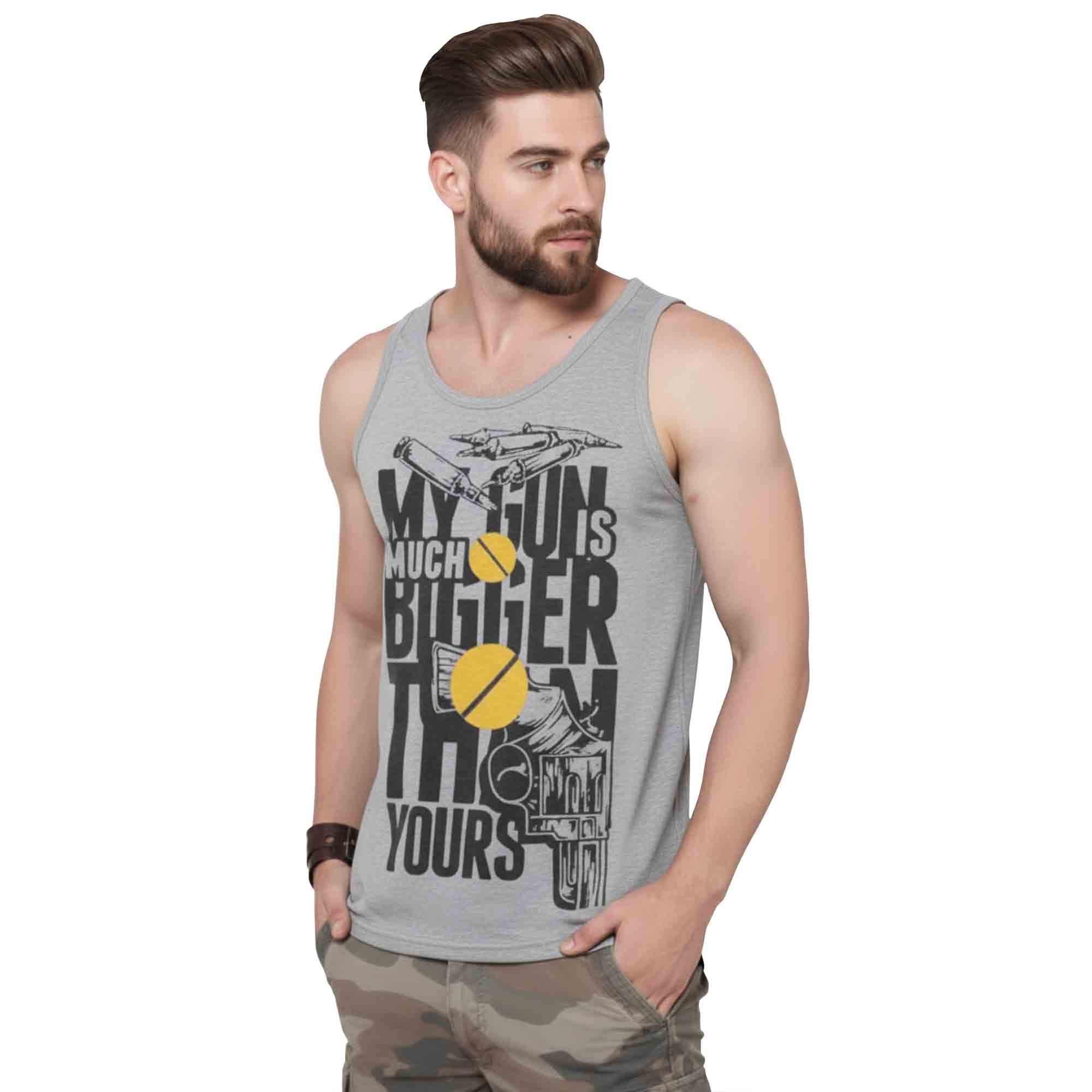Men Printed Grey Tank Top Vest