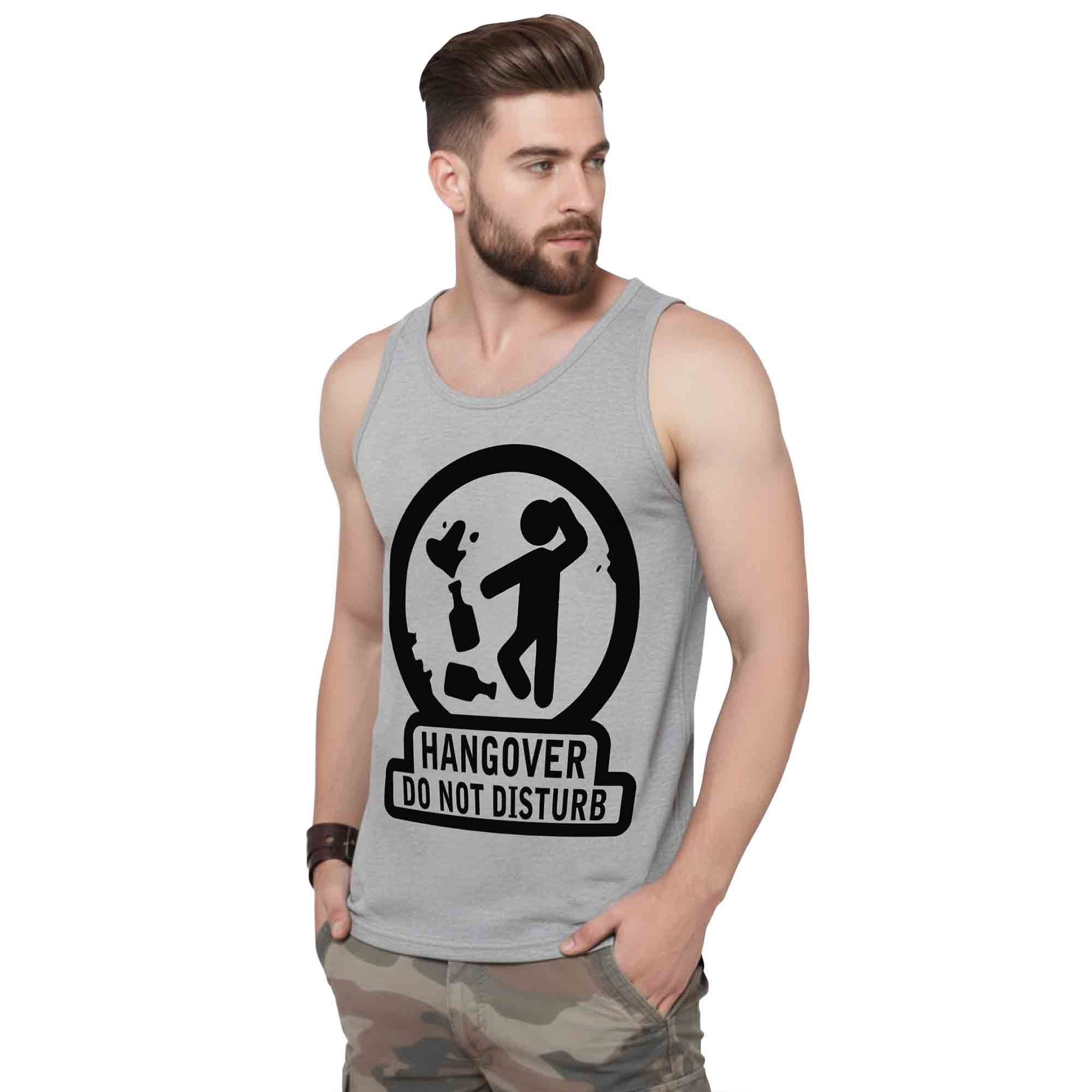 MEN GREY PRINTED SLEEVELESS VEST