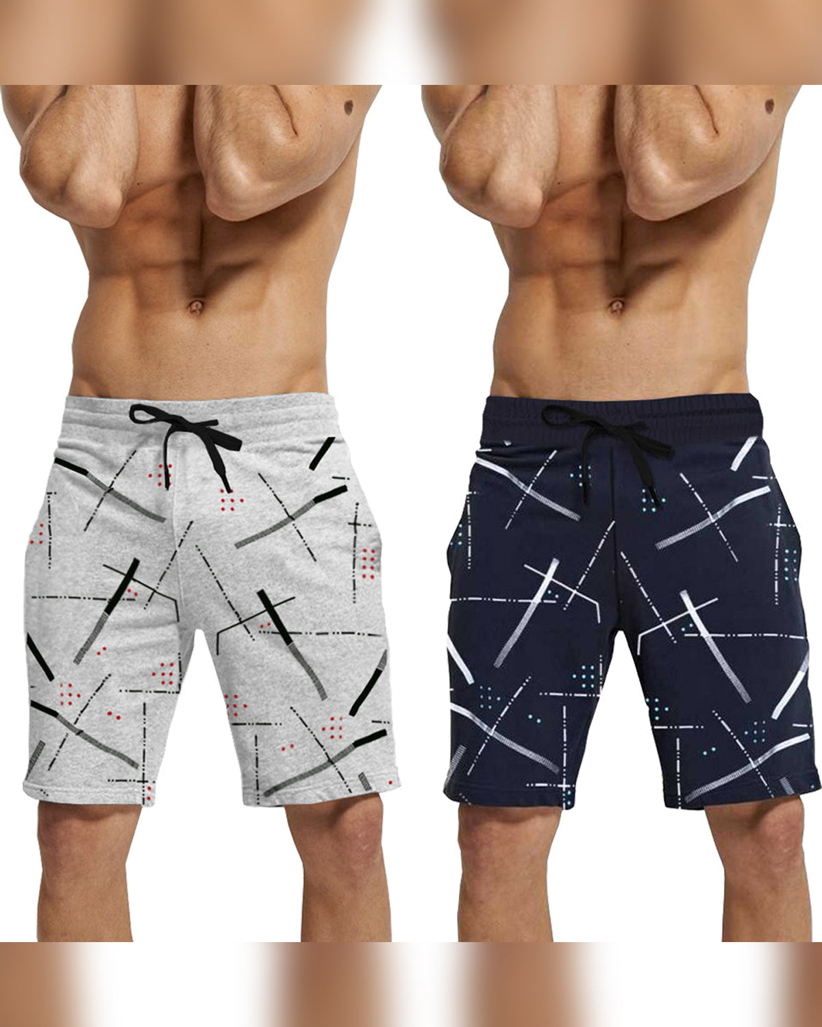 (Pack Of 2) Printed And Colorblocked Shorts 15 Variants