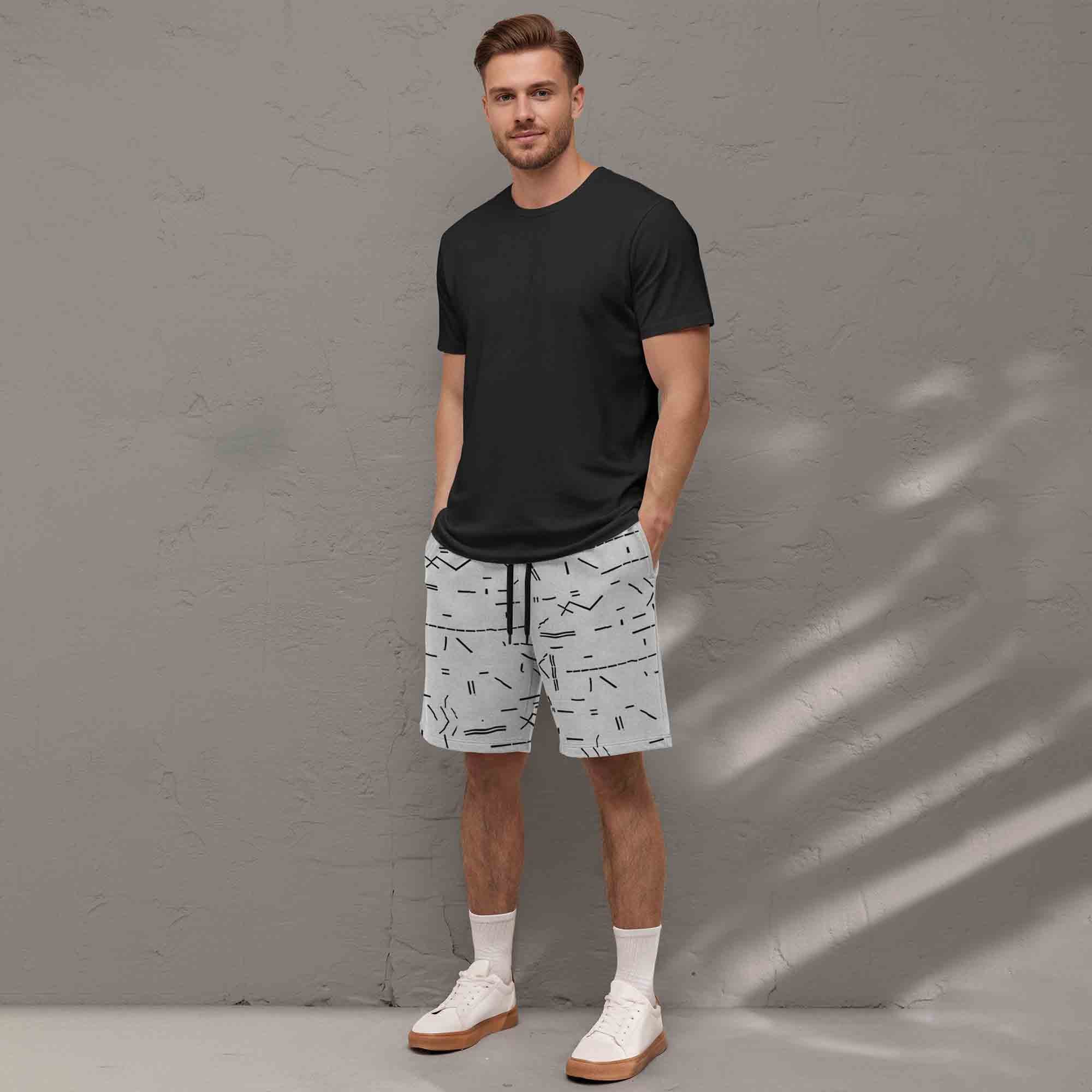Men Printed Regular Fit Shorts Grey