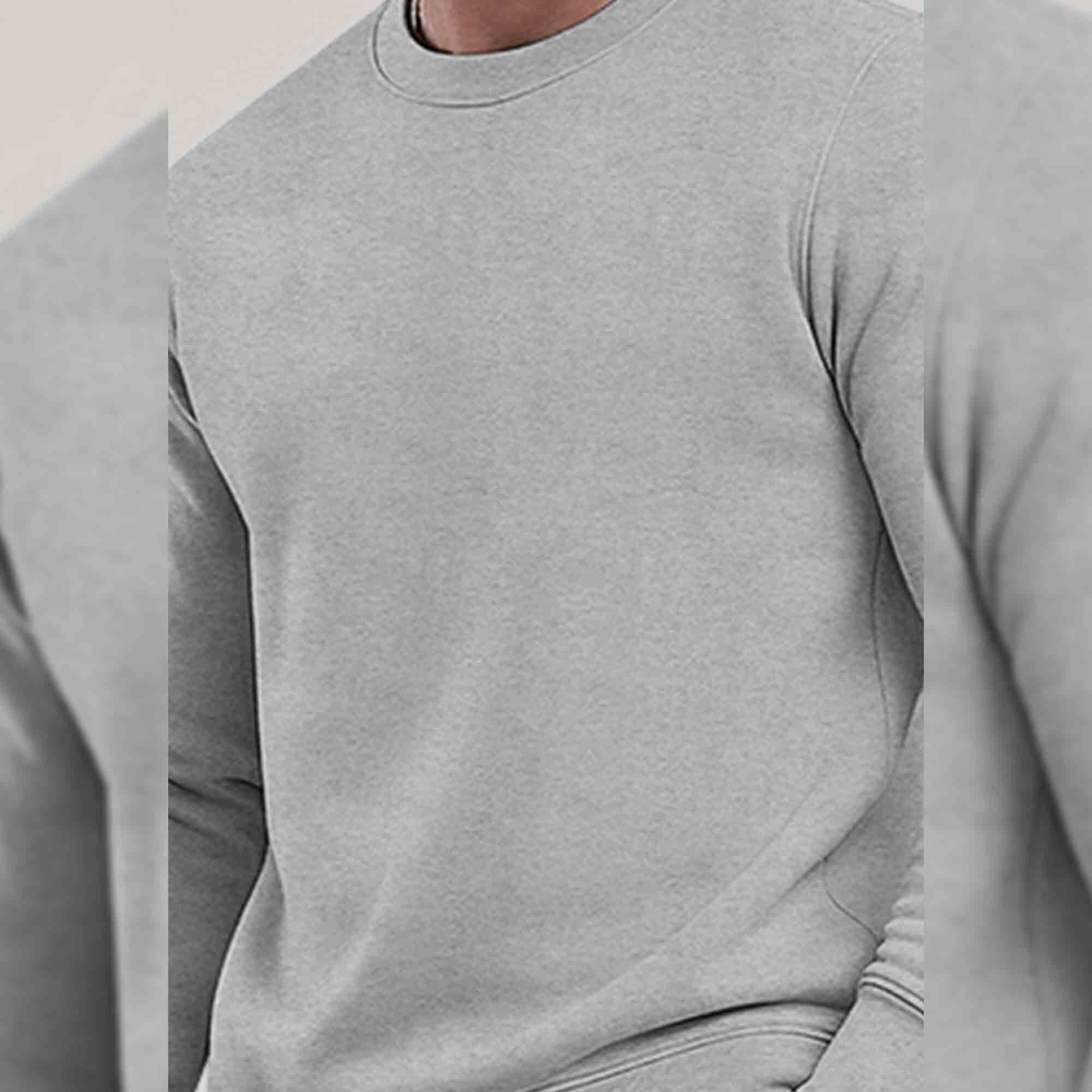 PLAIN GREY MEN REGULAR FIT CASUAL SWEATSHIRT