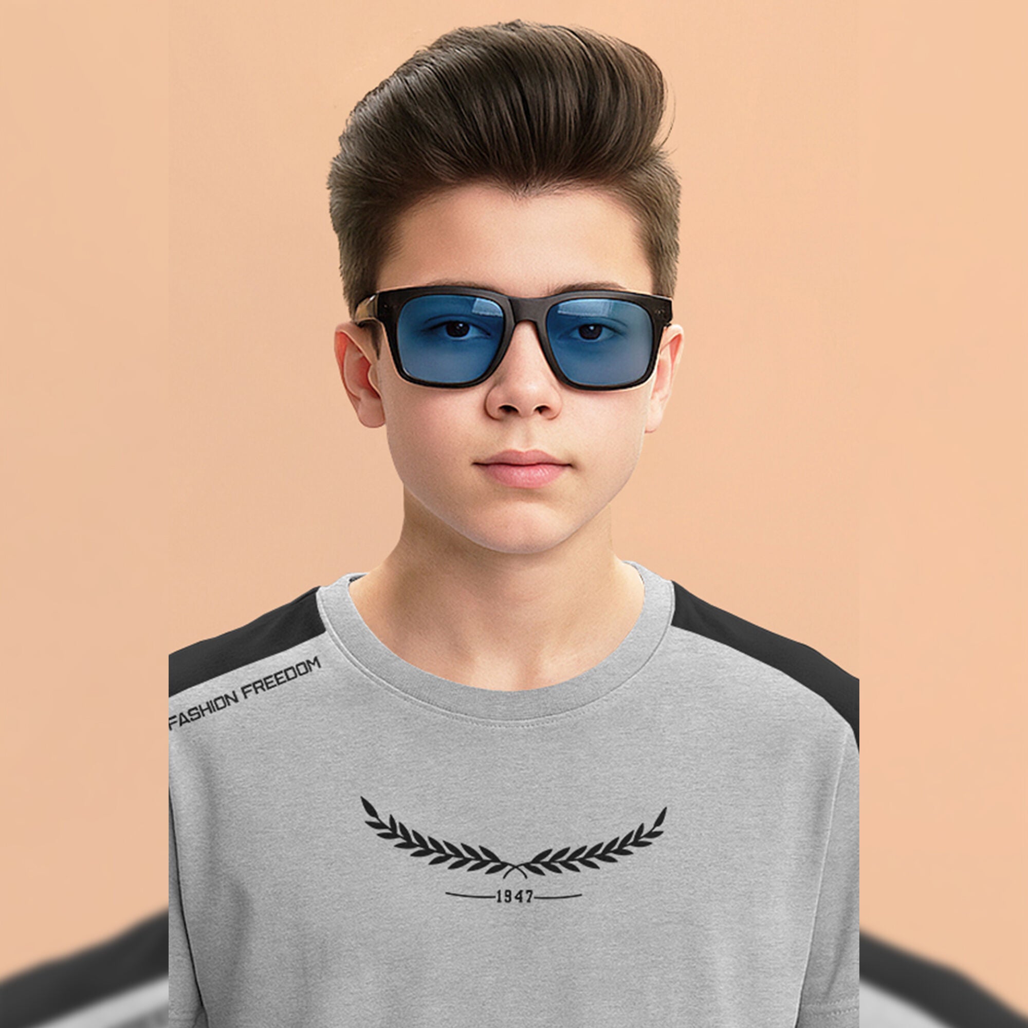 Trendy Boys Printed Half Sleeve Stylish T-Shirt Grey & Black