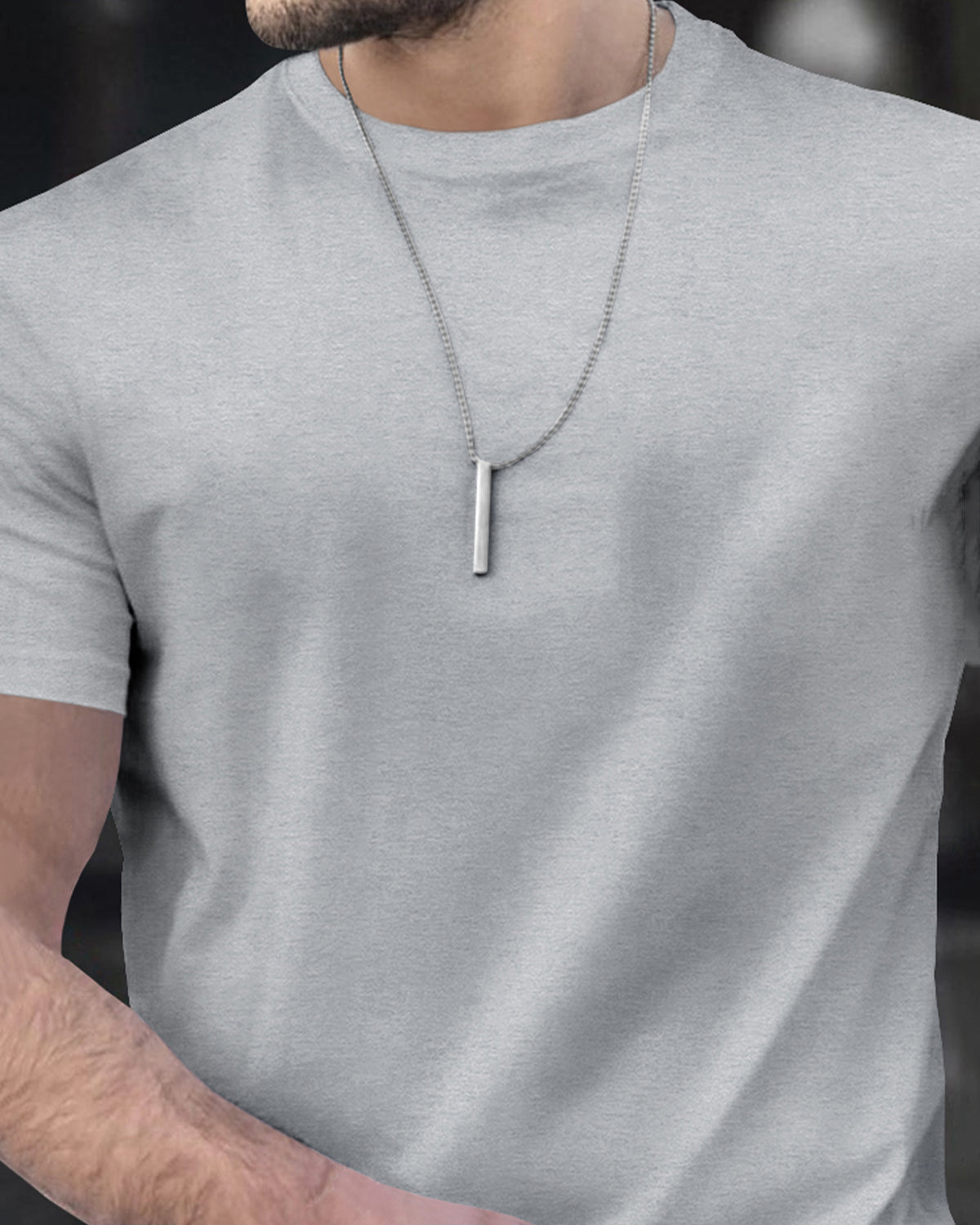 Men Half Sleeve Round Neck Plain Grey T-shirt