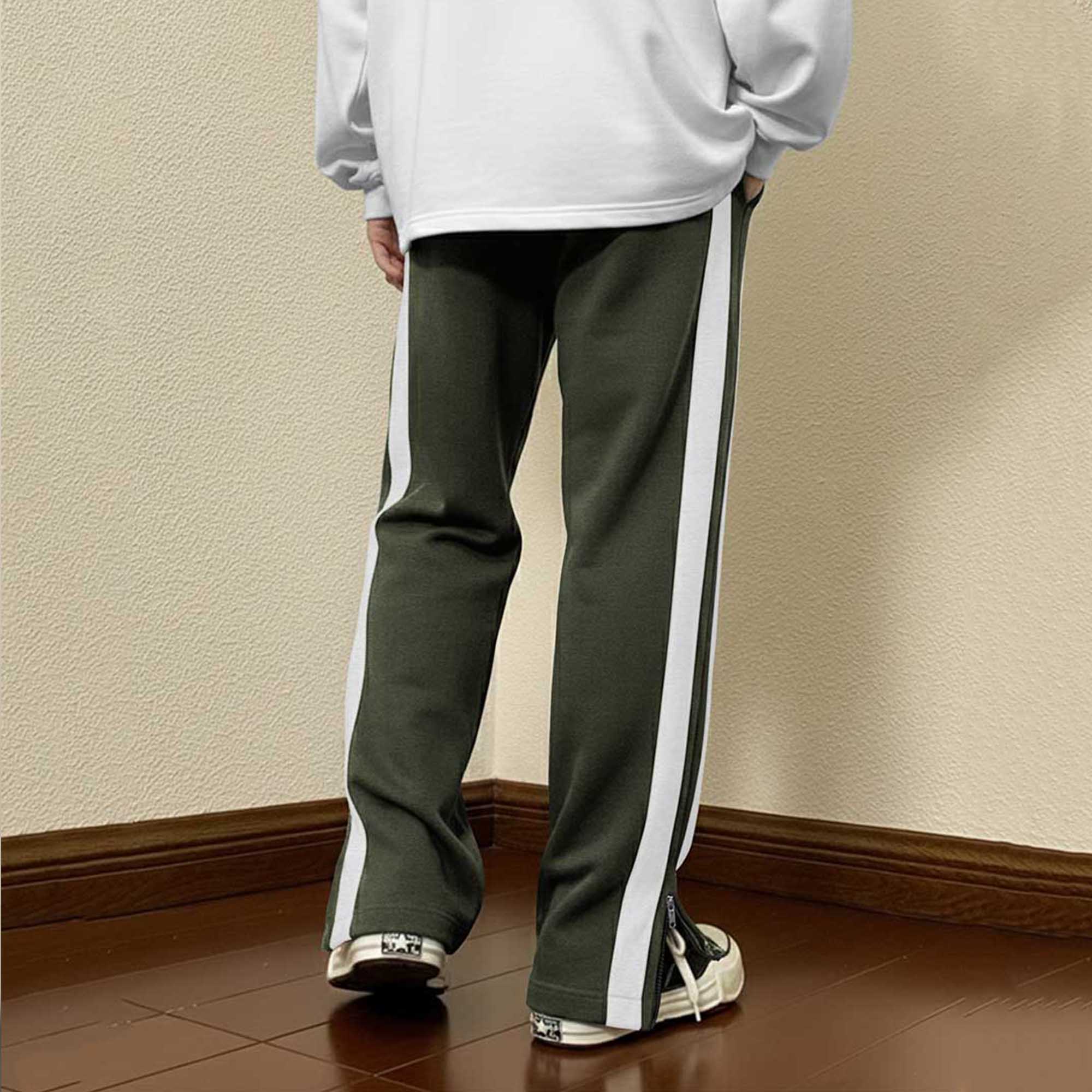 Men’s Olivegreen Trackpant with White Side Stripes