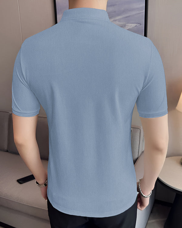 sky blue polo button collar tshirt for men