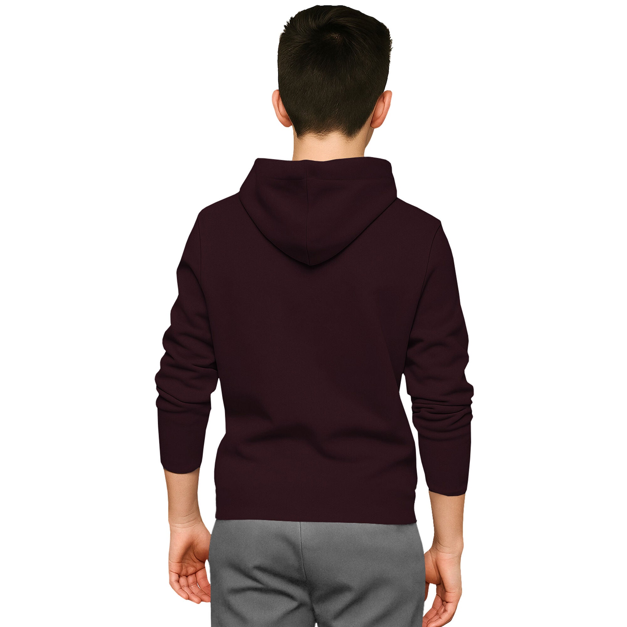 Boys Full Sleeve Maroon Zig Zag Graphic Printed Hooded T-shirt