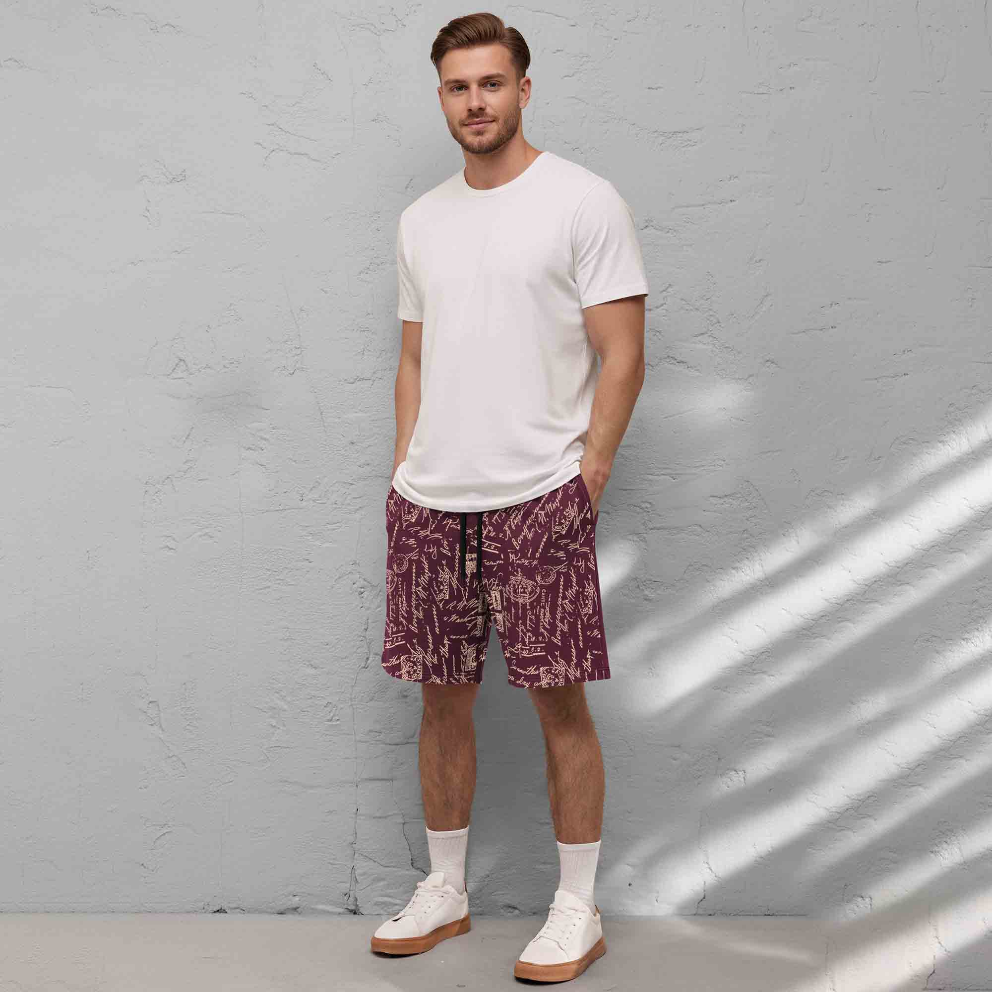 Men All Over Printed Short Maroon