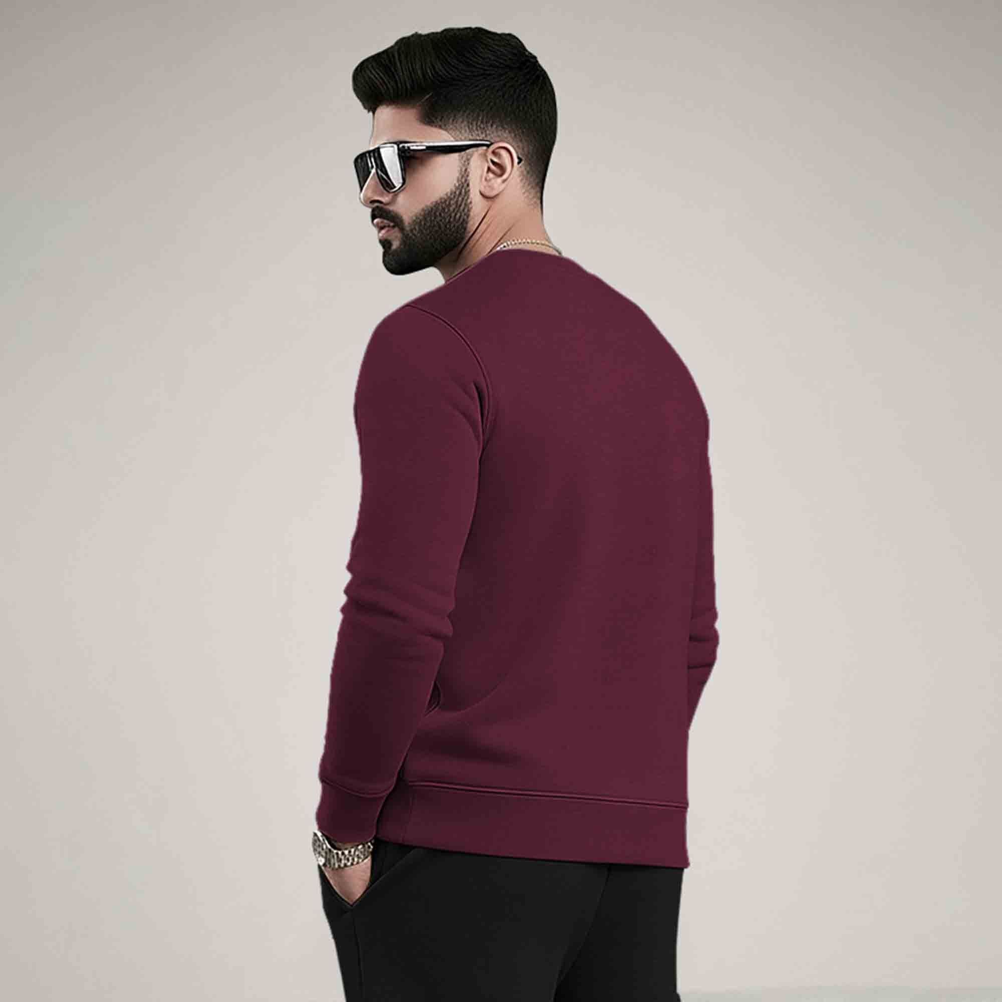 PLAIN MAROON MEN REGULAR FIT CASUAL SWEATSHIRT