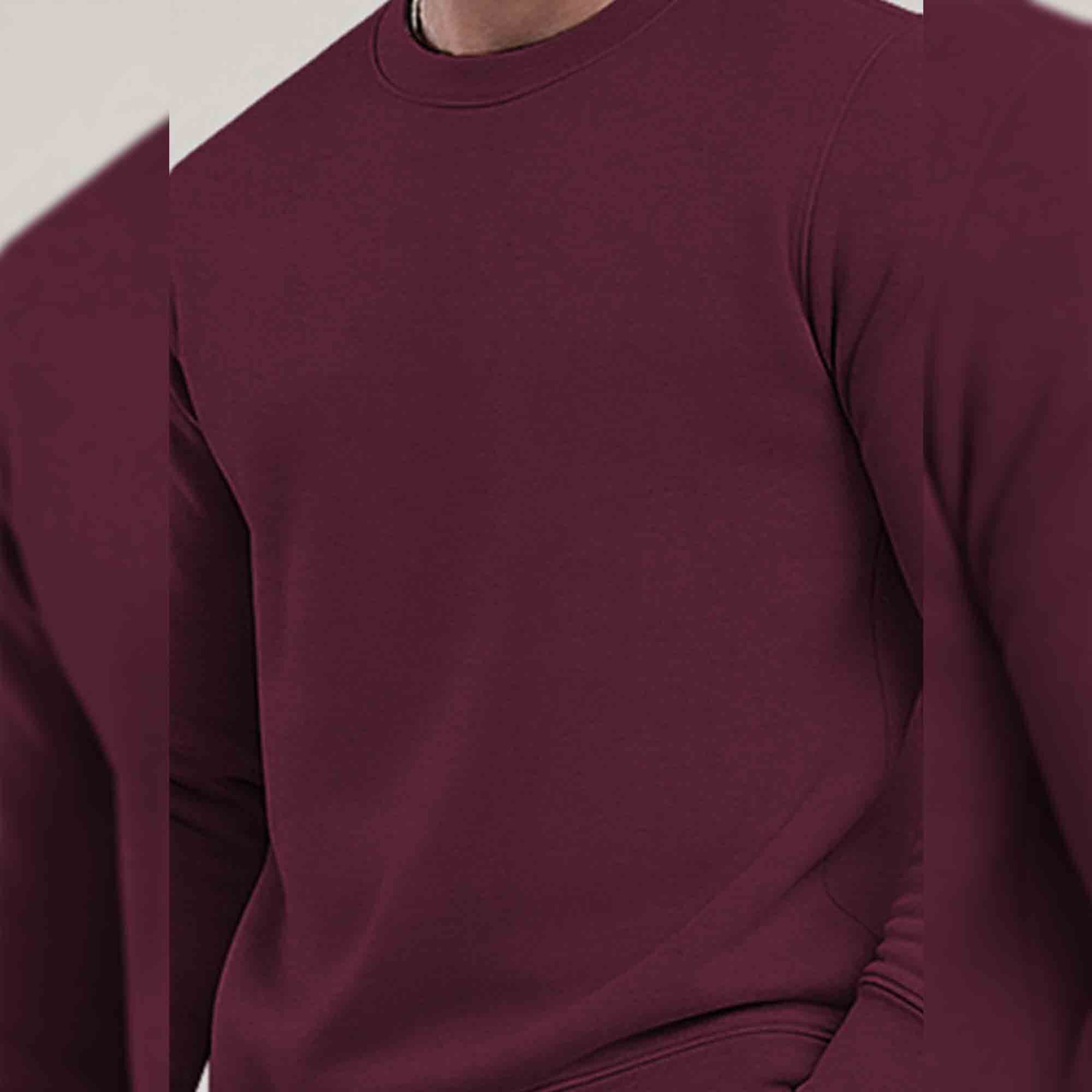 PLAIN MAROON MEN REGULAR FIT CASUAL SWEATSHIRT