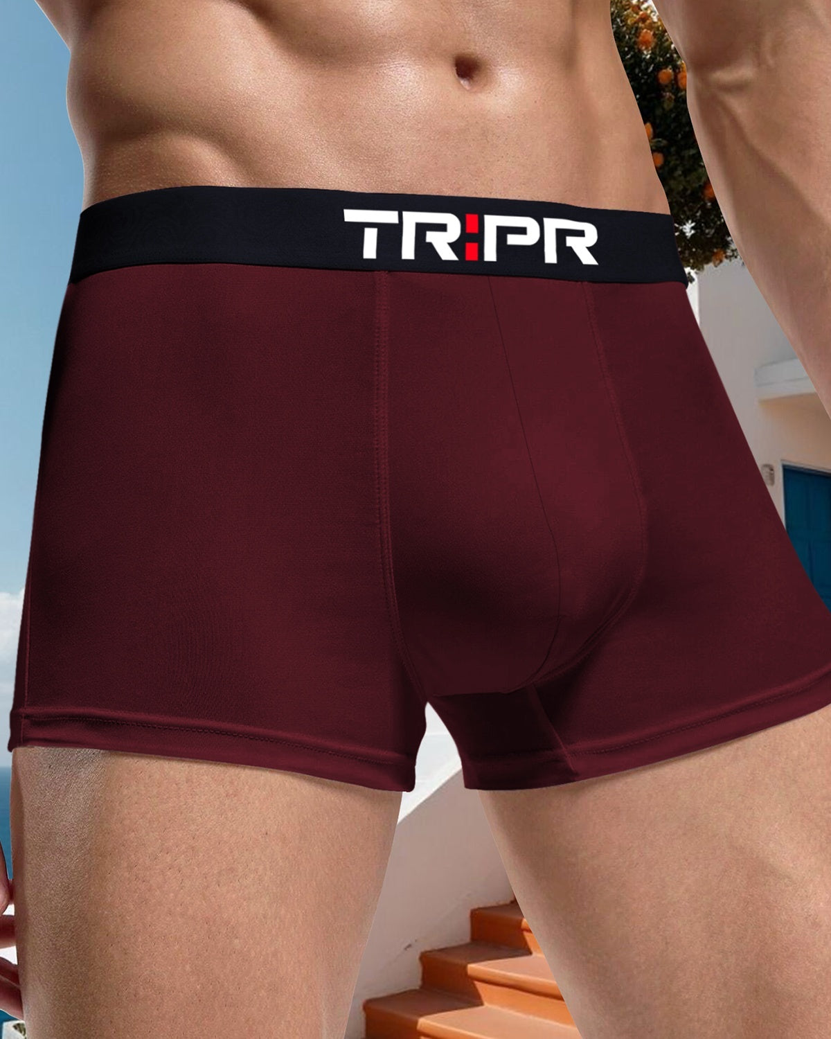 Men Plain Maroon Trunk