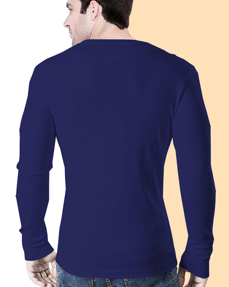 reversible grey and blue full sleeve tshirt for men blue side back view