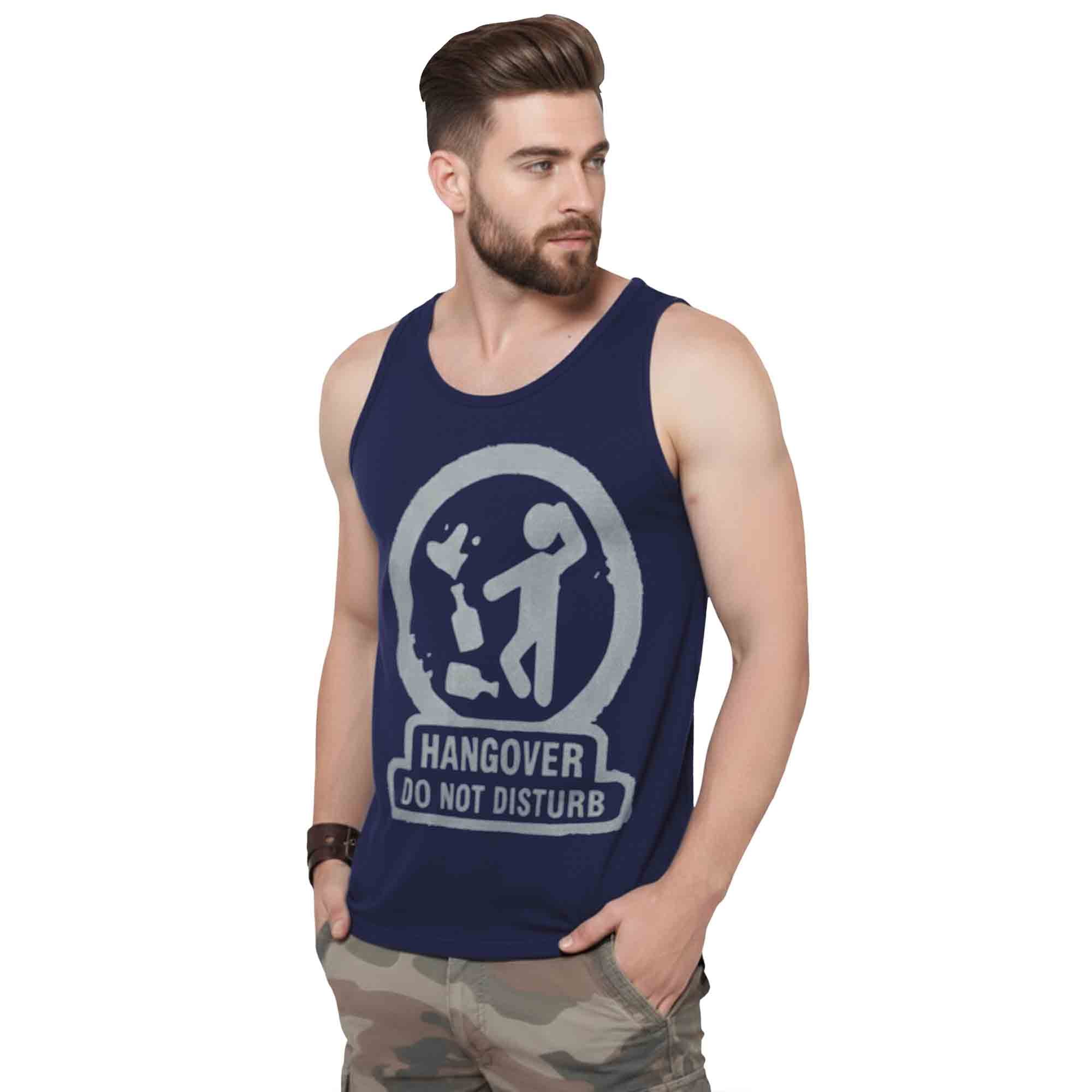 Men Printed Navy Blue Tank Top Hangover Vest