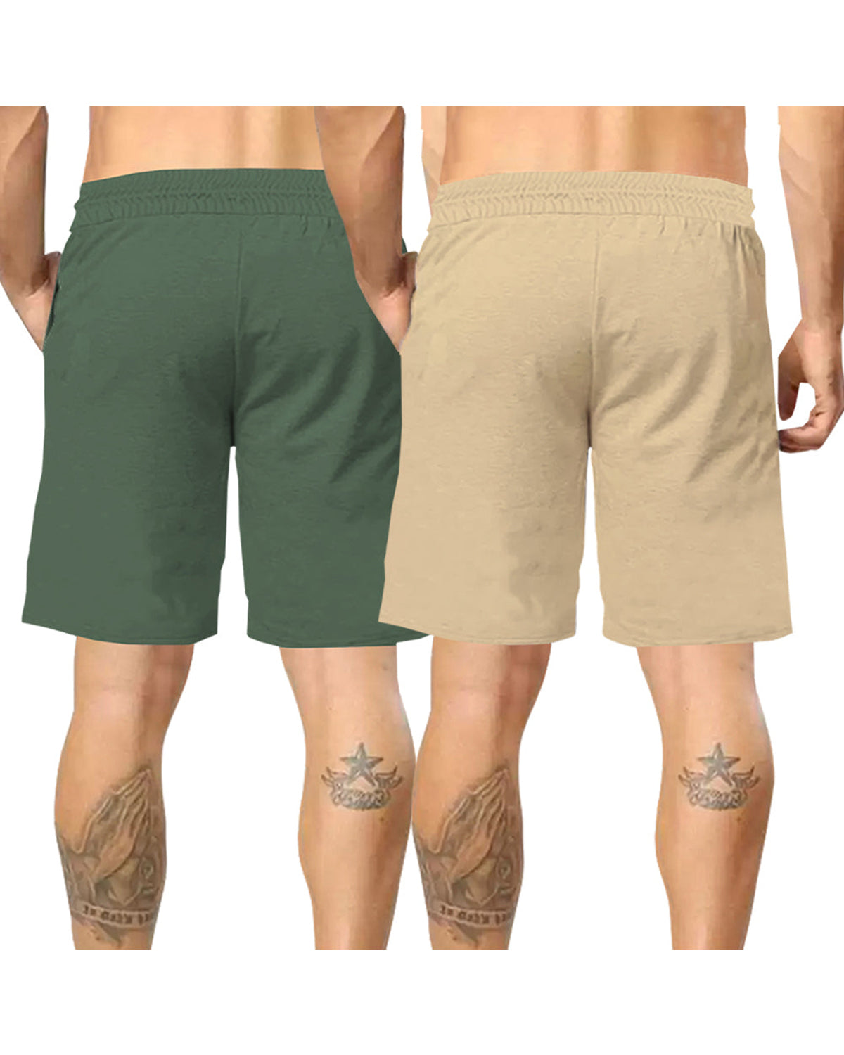 mens PACK OF 2-Beige-olivegreen shorts
