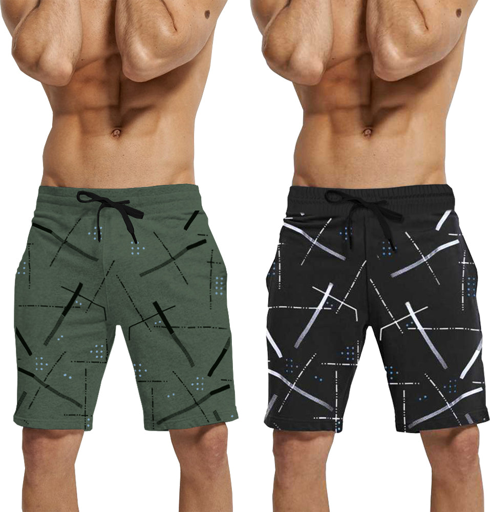 mens PACK OF 2-black-olivegreen shorts