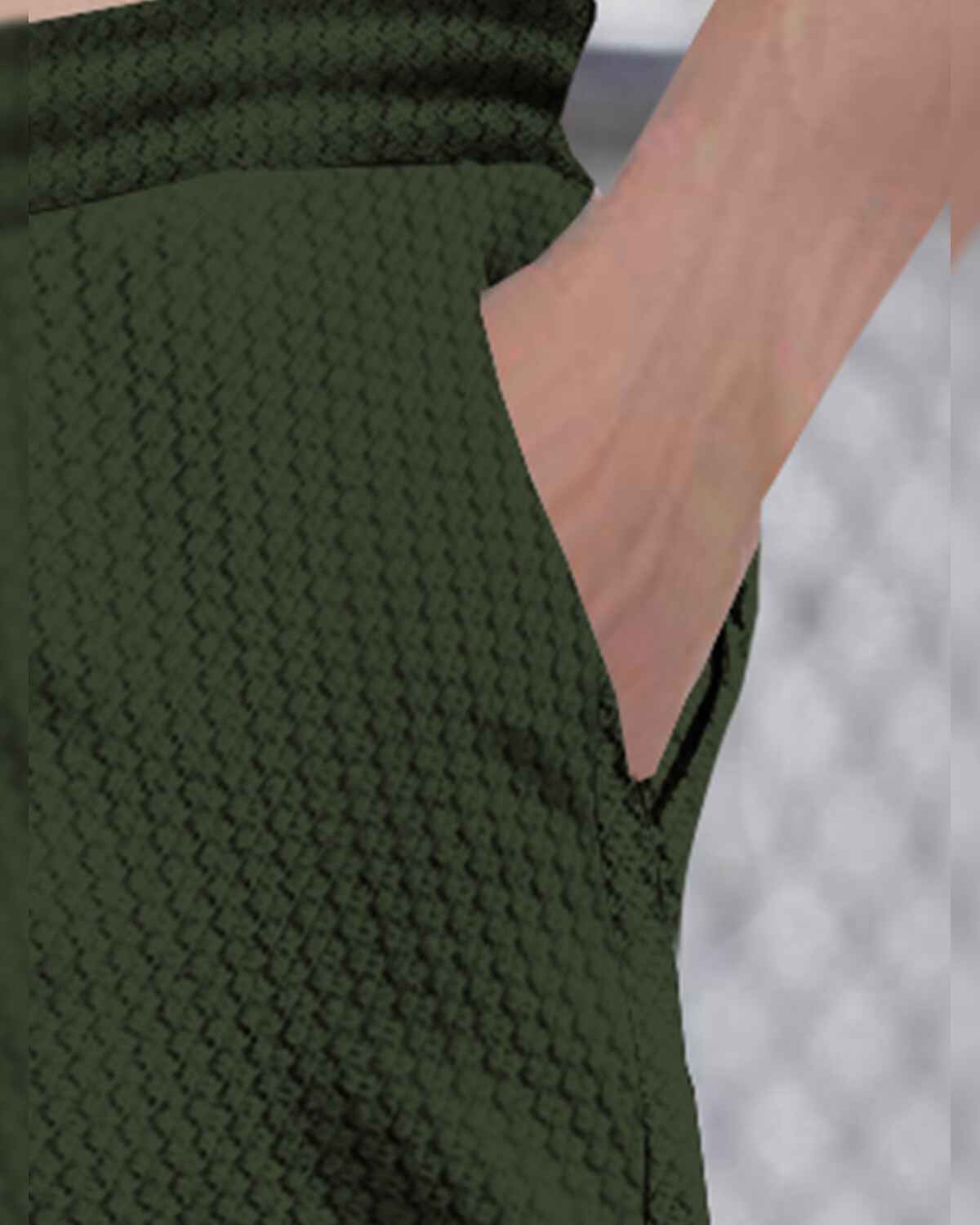 Men Plain Waffle Olivegreen Trackpant