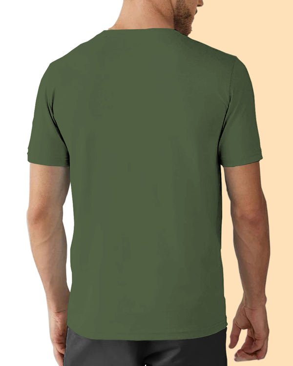 reversible olive green and black half sleeve tshirt for men view of olive green side
