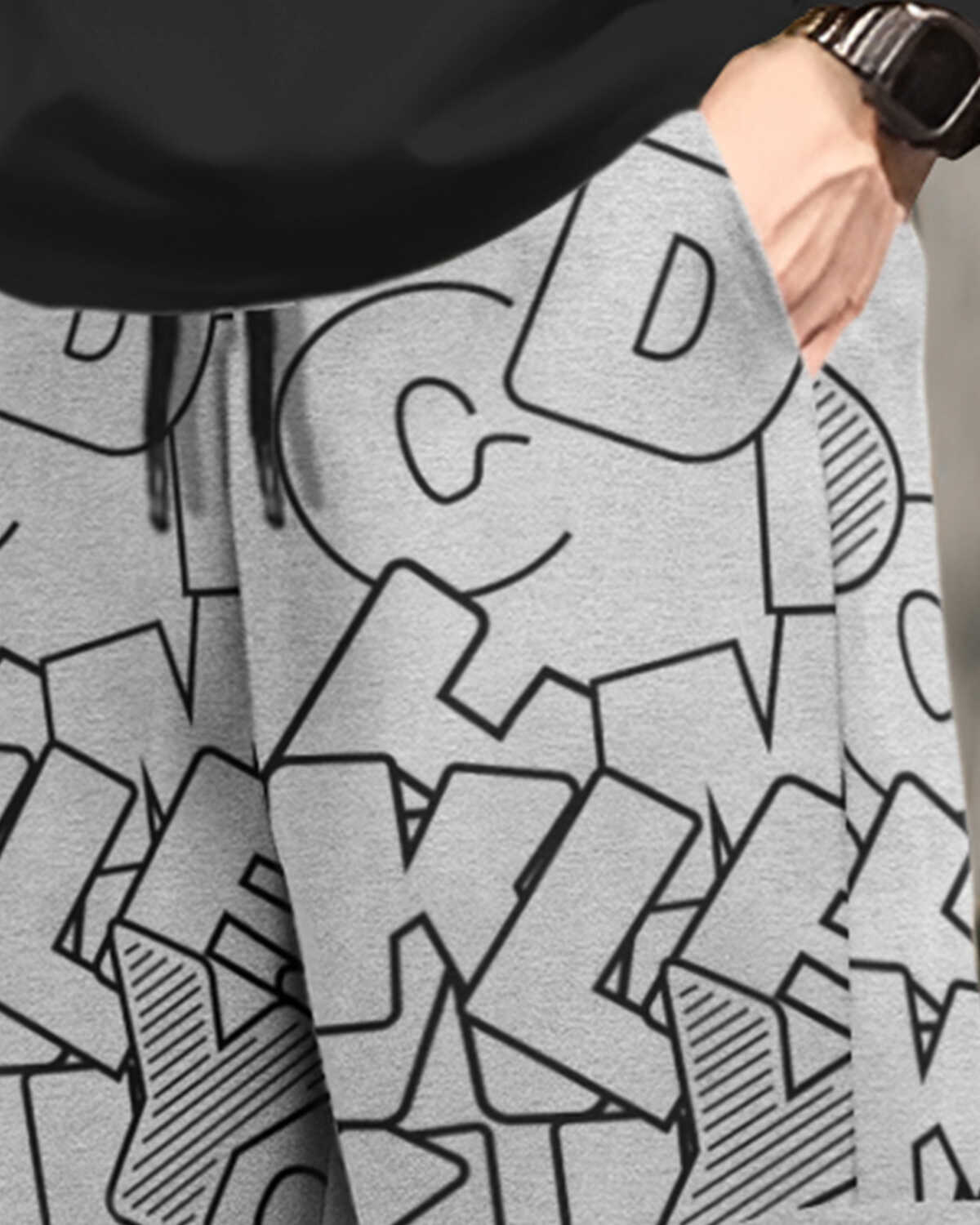 Men's Multi Pockets All Over Printed Baggy Cargo Joggers