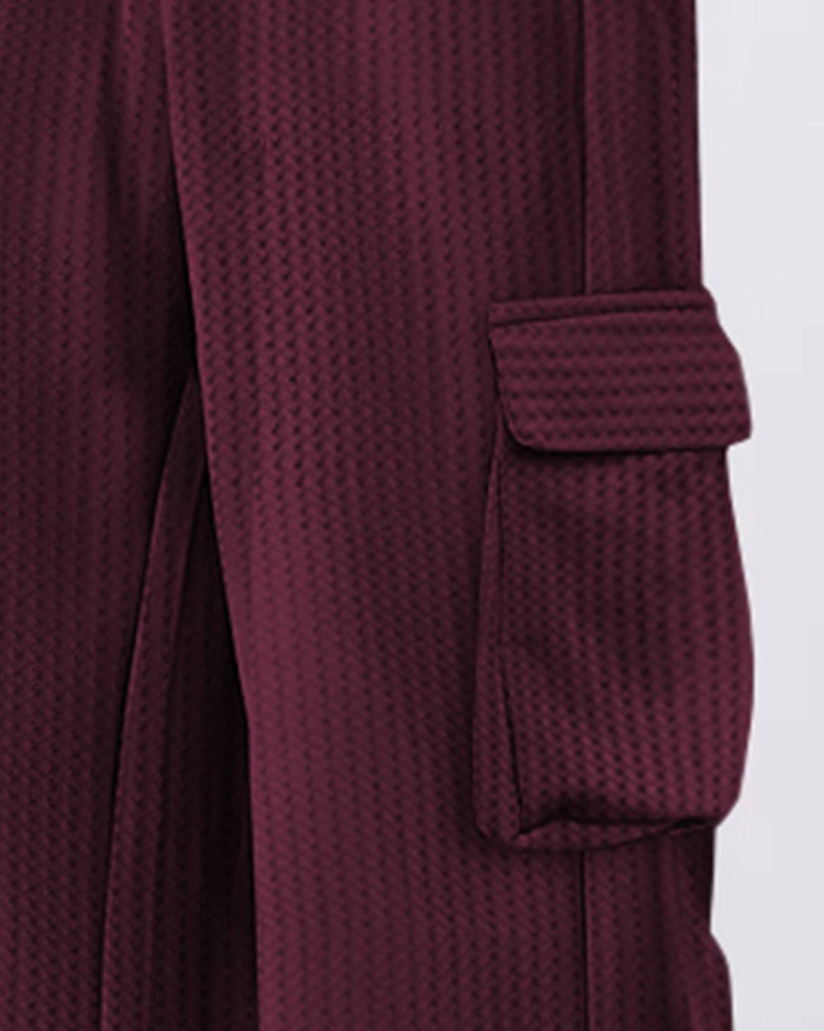 Men Plain Waffle Baggy fit oversized Cargo Jogger / Maroon