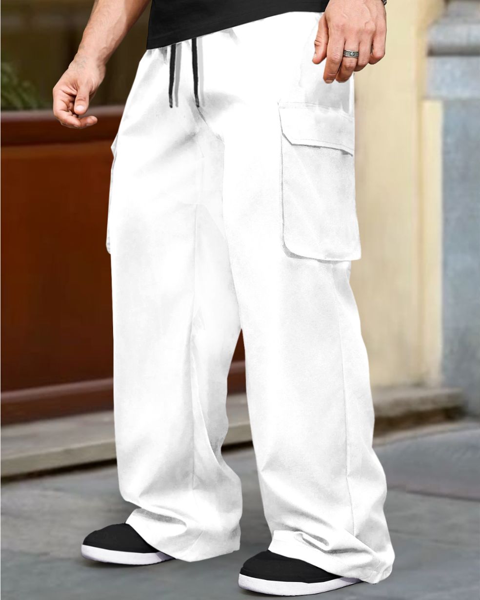 Mens Multi Pockets Baggy fit Solid Cargo Jogger 5 Colors