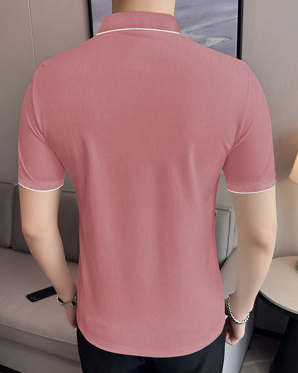 light pink polo button collar tshirt
