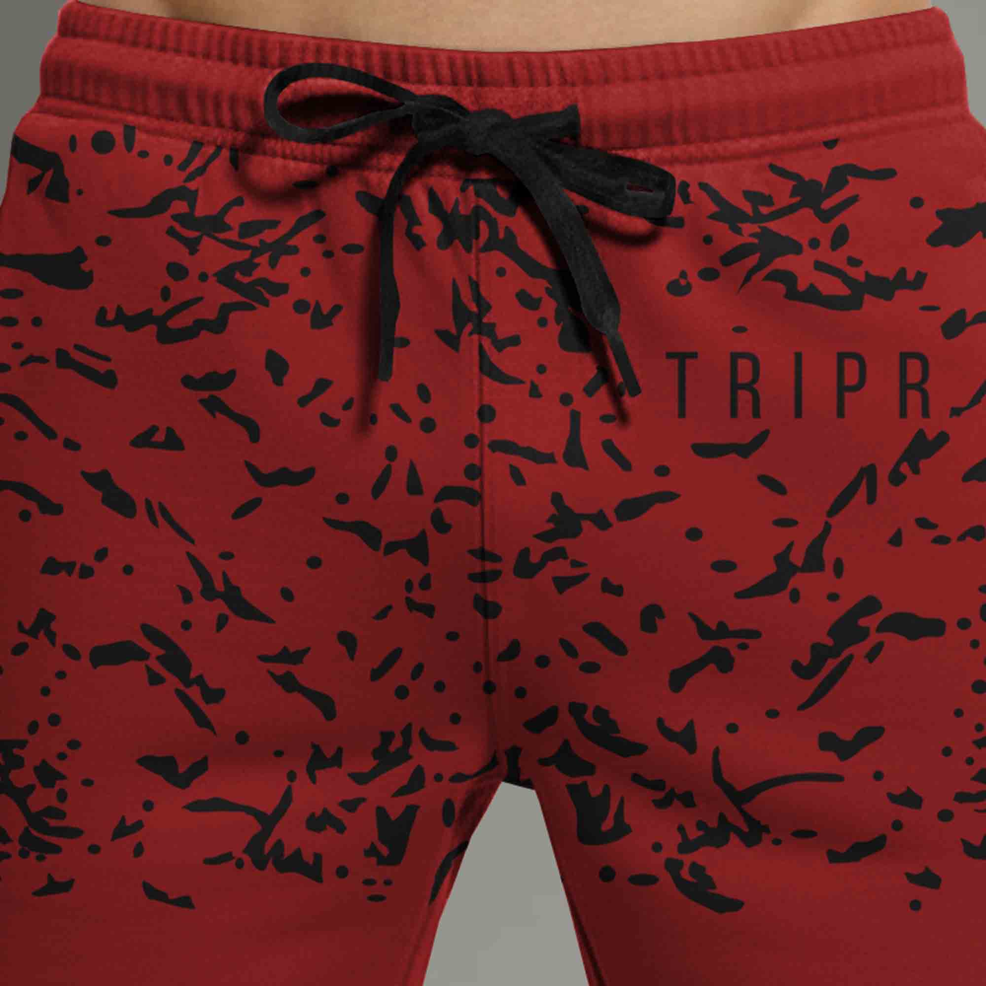 Men Red Design Printed Regular Shorts