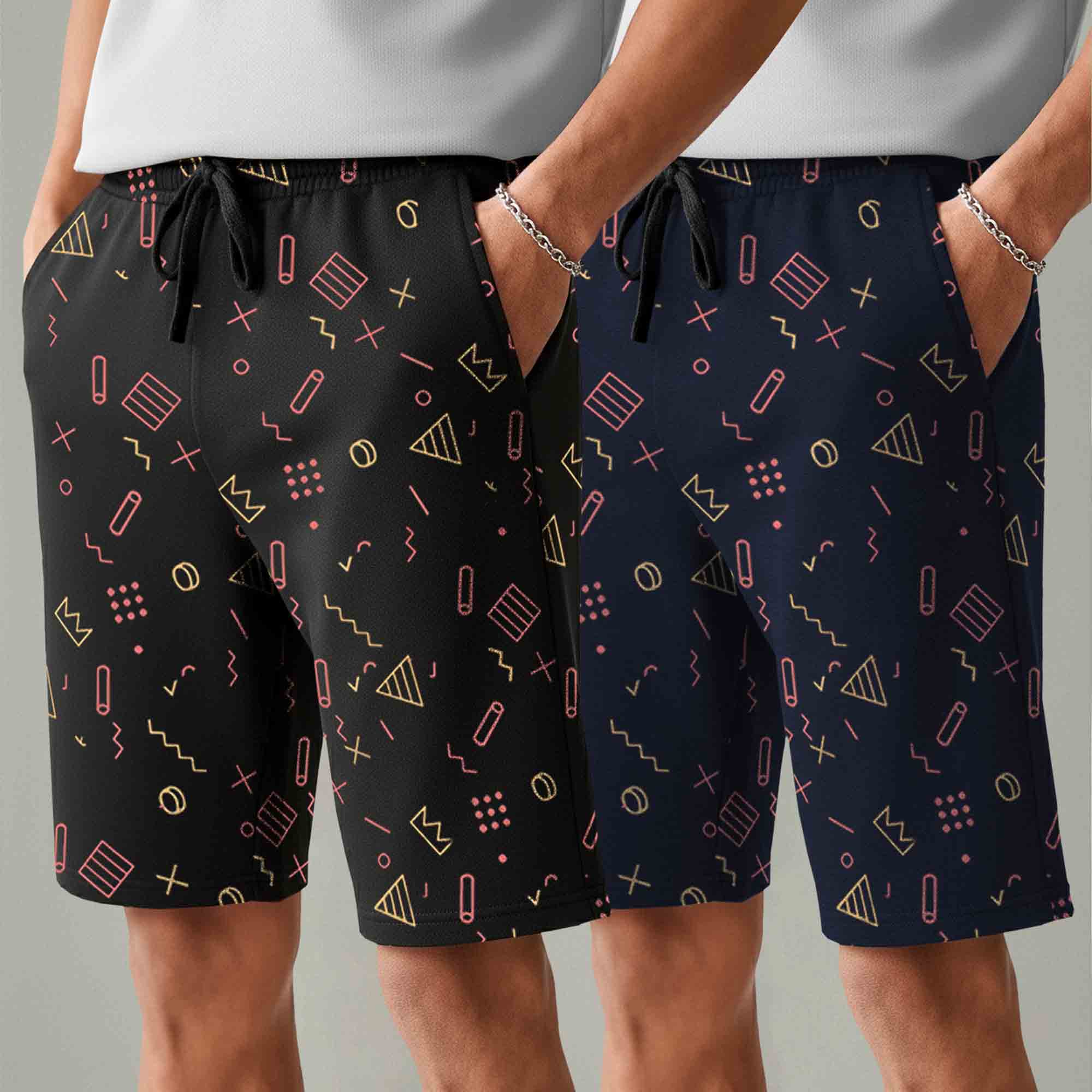Men (Pack Of 2) Same Printed Design Regular Fit Shorts- 26 Variants