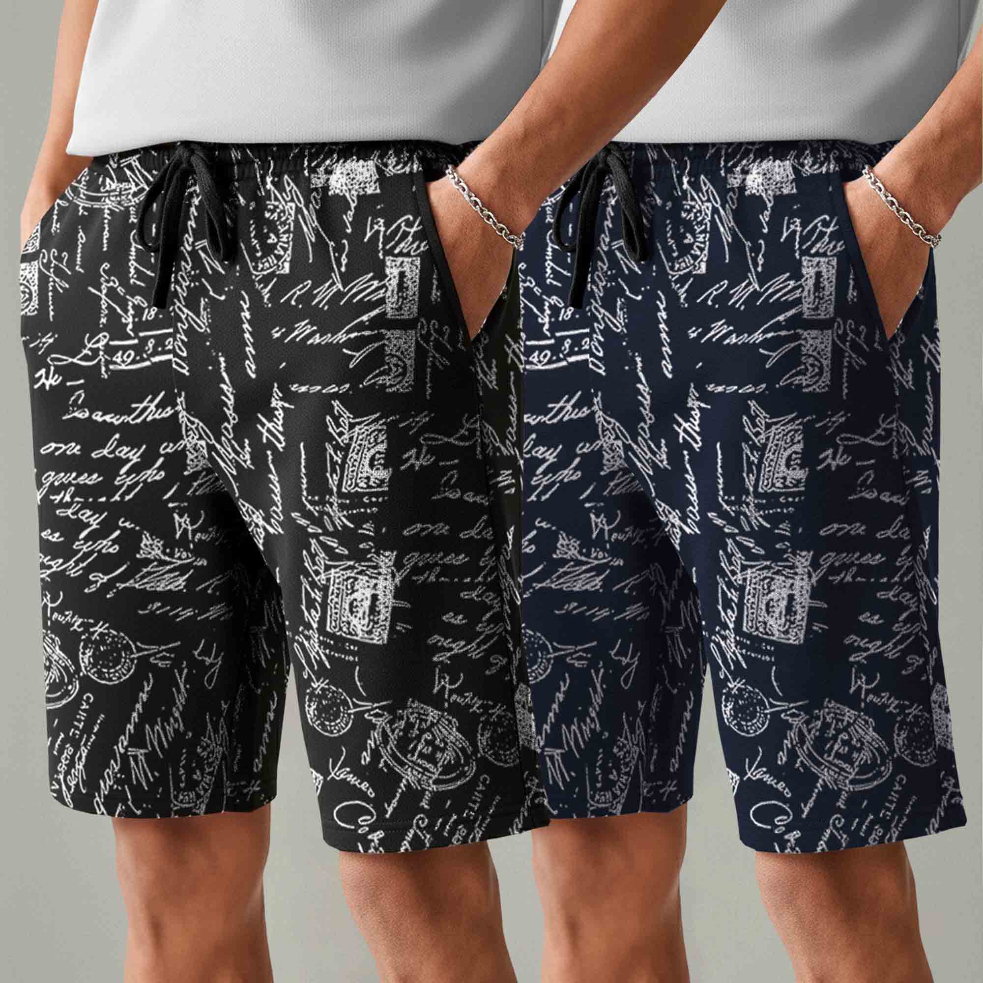 Men (Pack Of 2) Same Printed Design Regular Fit Shorts- 26 Variants