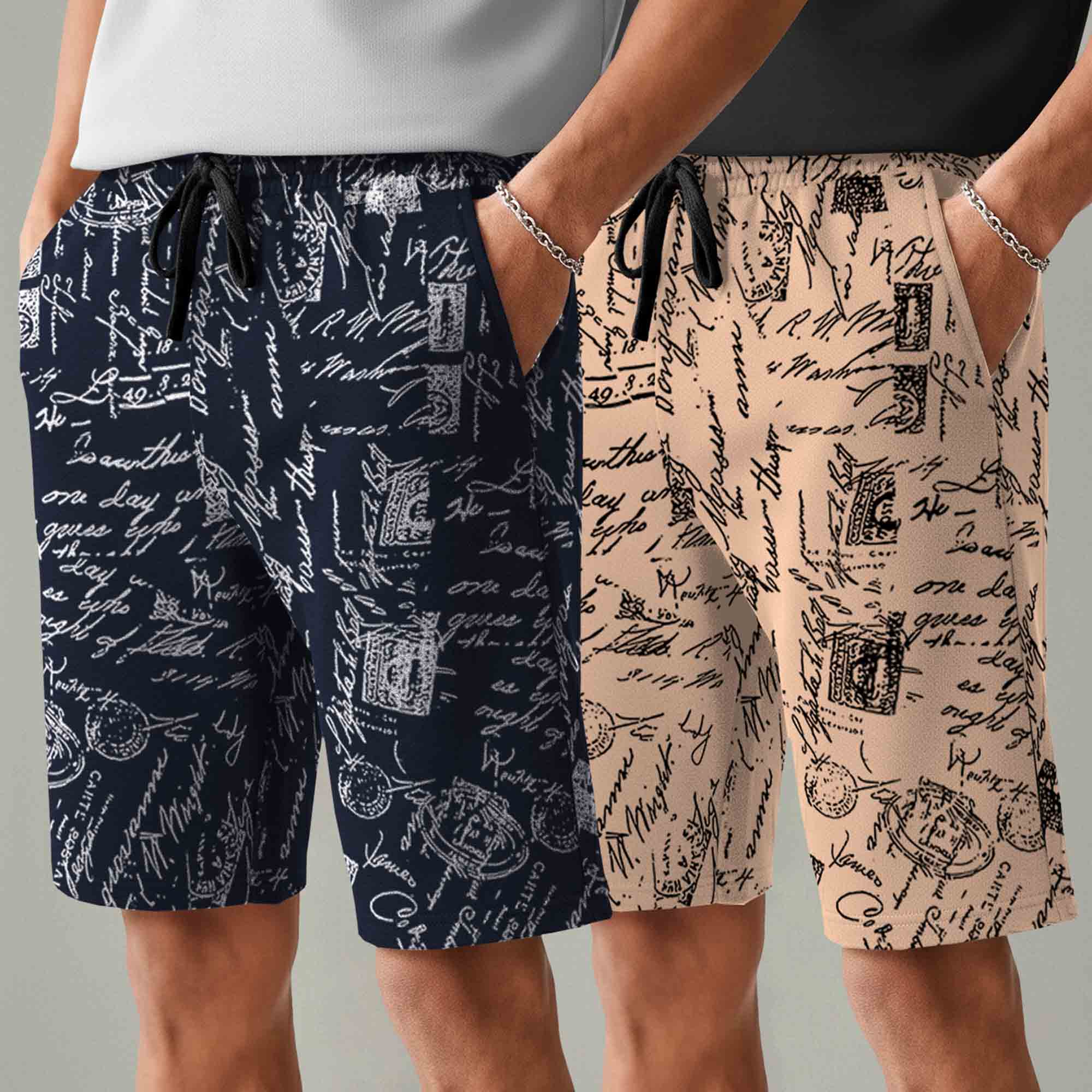 Men (Pack Of 2) Same Printed Design Regular Fit Shorts- 26 Variants