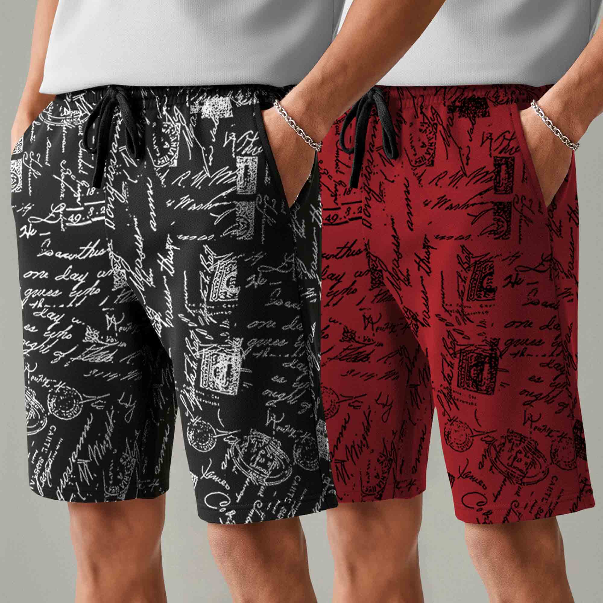 Men (Pack Of 2) Same Printed Design Regular Fit Shorts- 26 Variants