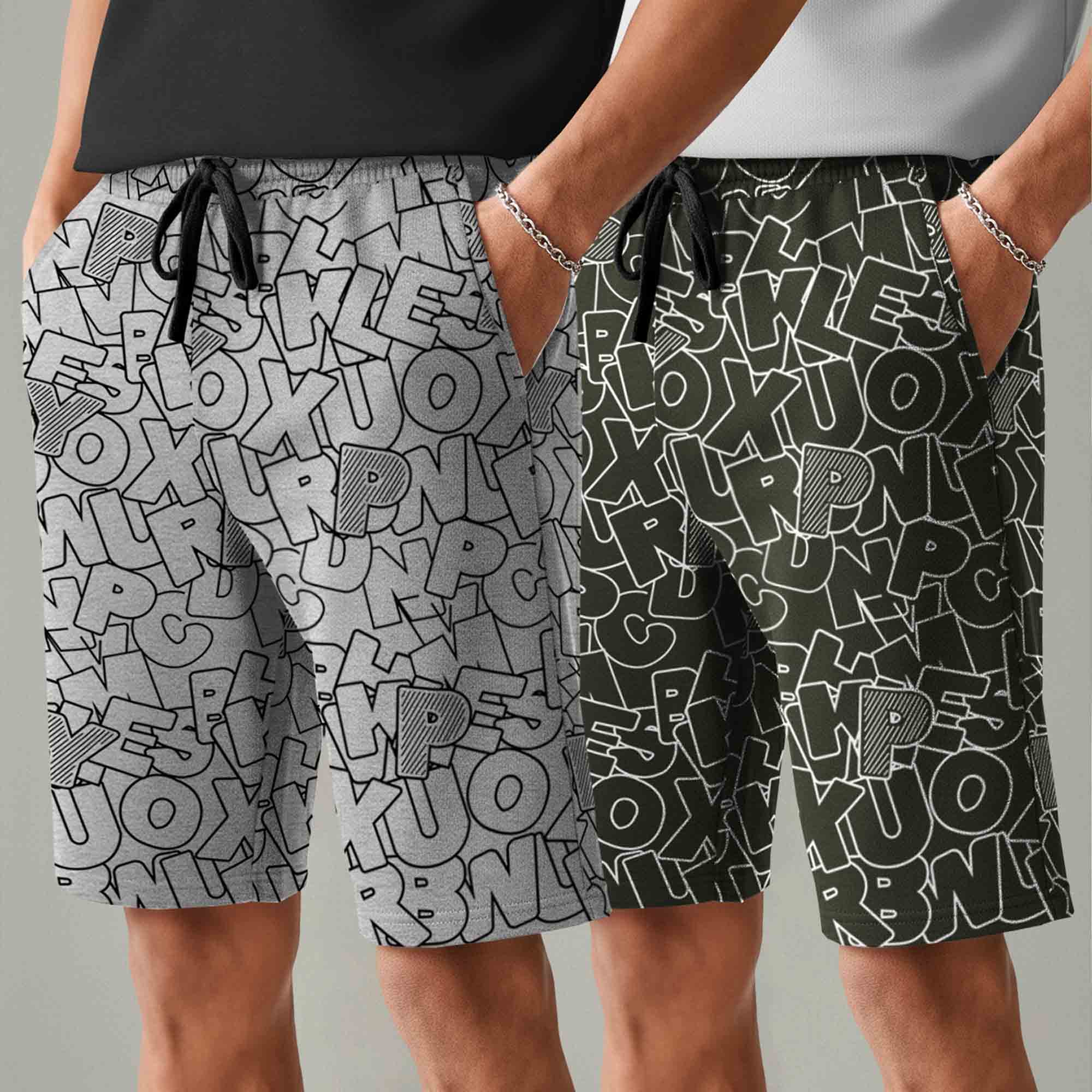 Men (Pack Of 2) Same Printed Design Regular Fit Shorts- 26 Variants