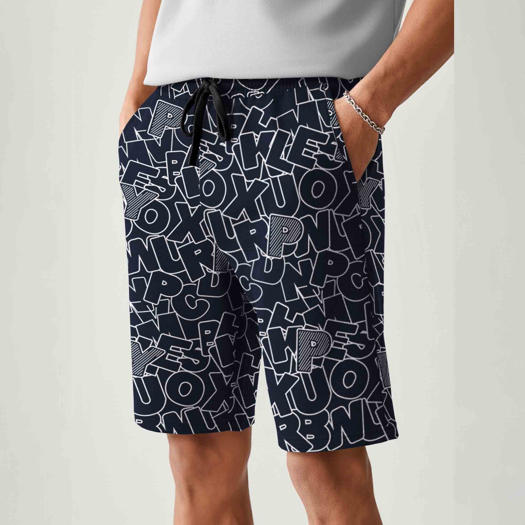 Men All Over Printed Short Navyblue