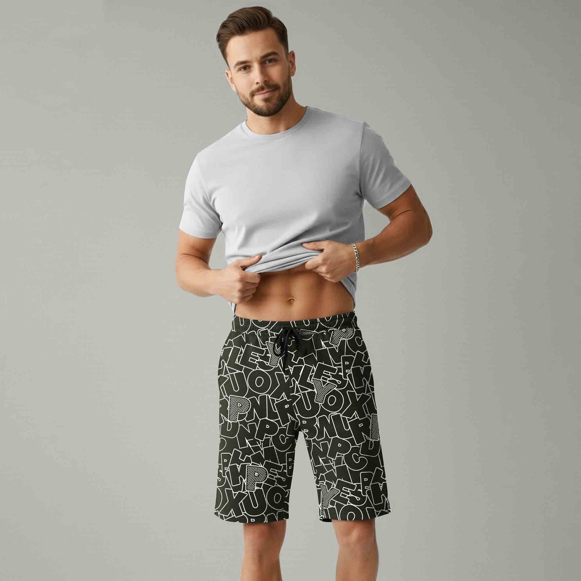 Men All Over Printed Short Olivegreen