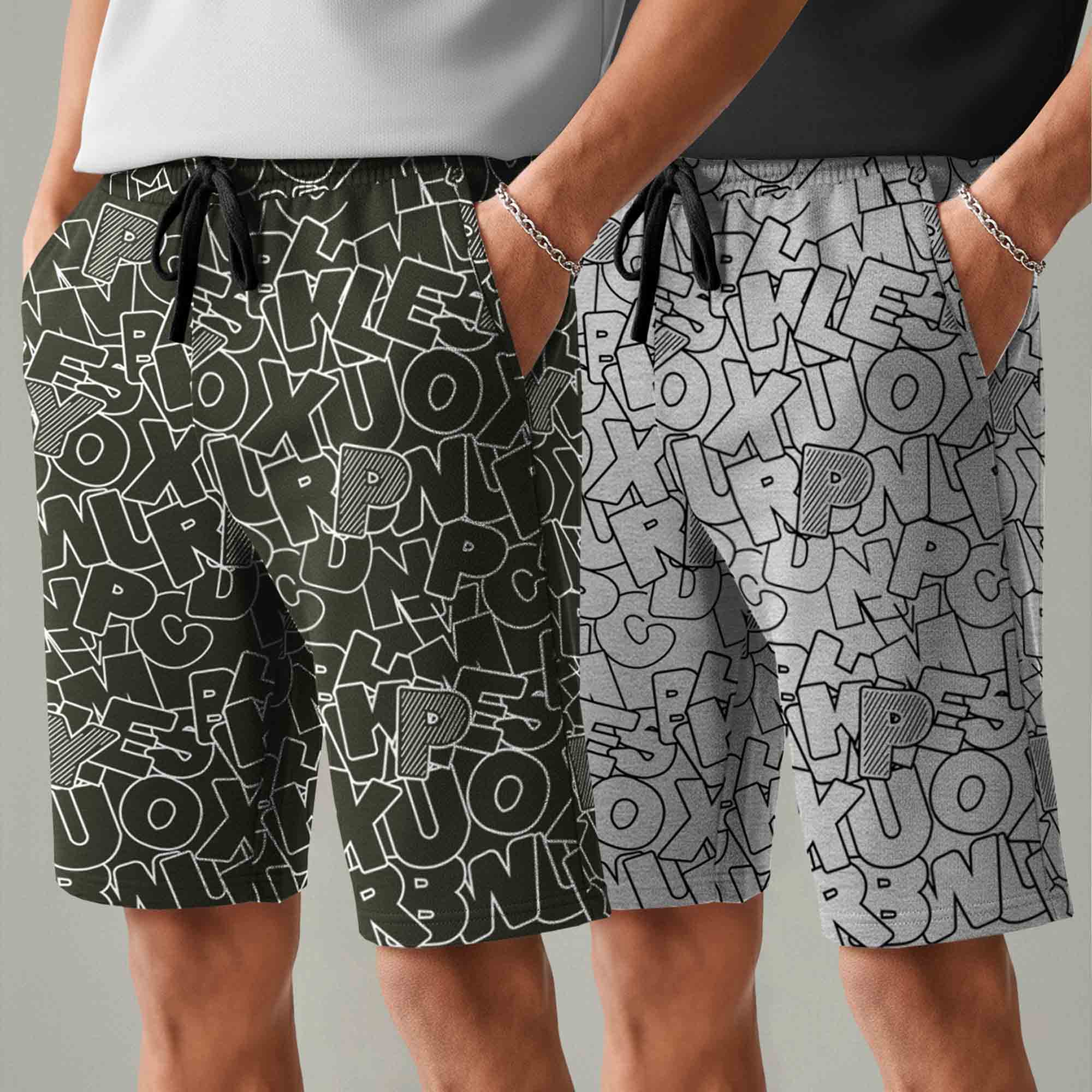 Men (Pack Of 2) Same Printed Design Regular Fit Shorts- 26 Variants