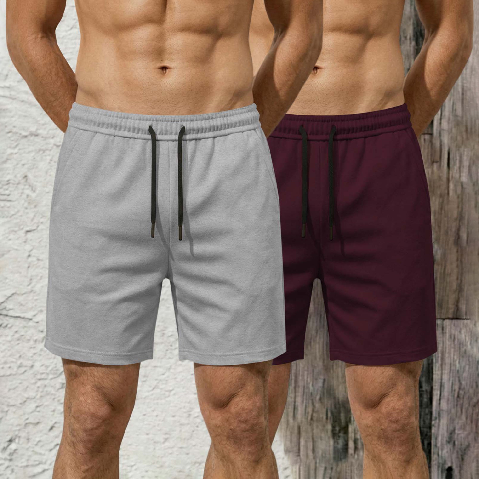 (Pack Of 2) Plain Cotton Blend Shorts