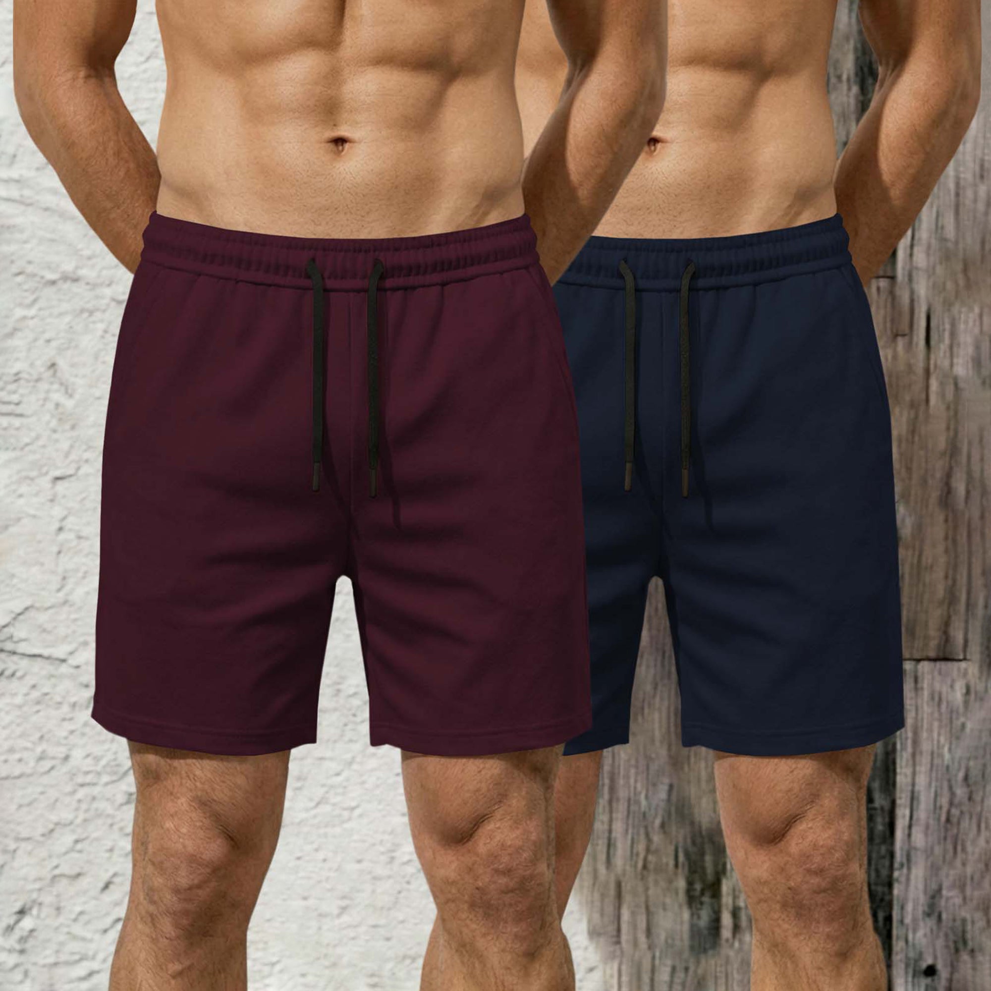 (Pack Of 2) Plain Cotton Blend Shorts