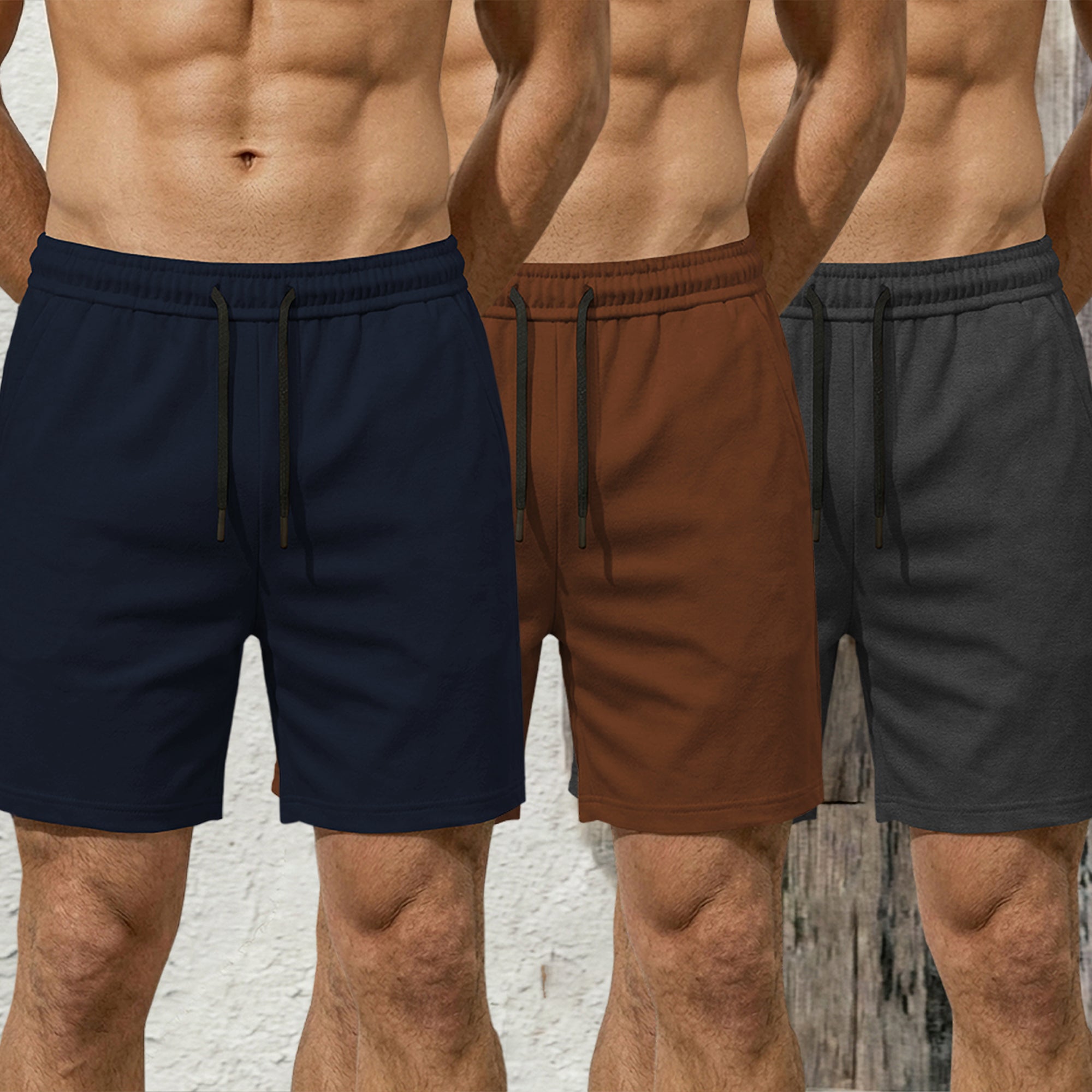 (Pack Of 3) Plain Cotton Blend Shorts