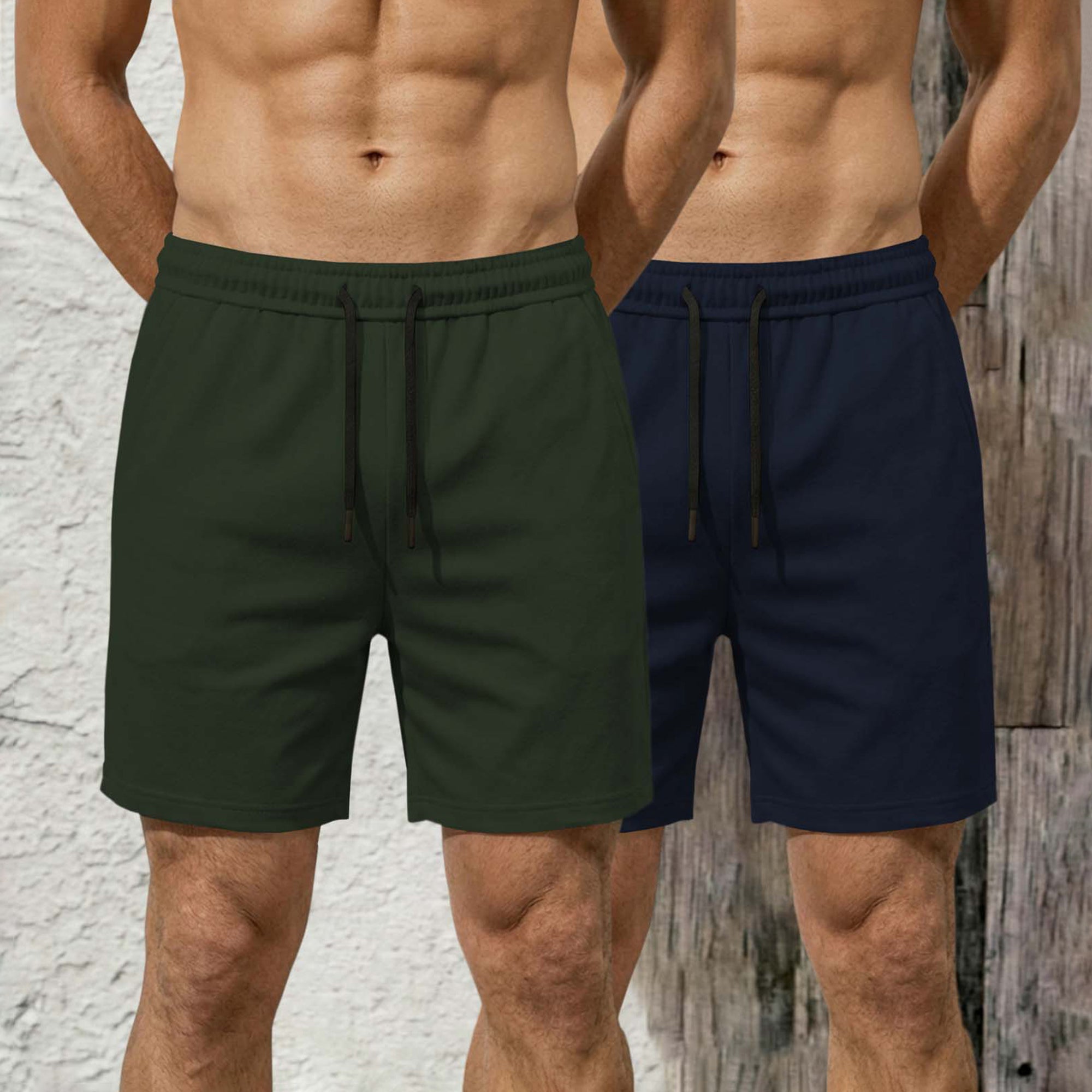 (Pack Of 2) Plain Cotton Blend Shorts