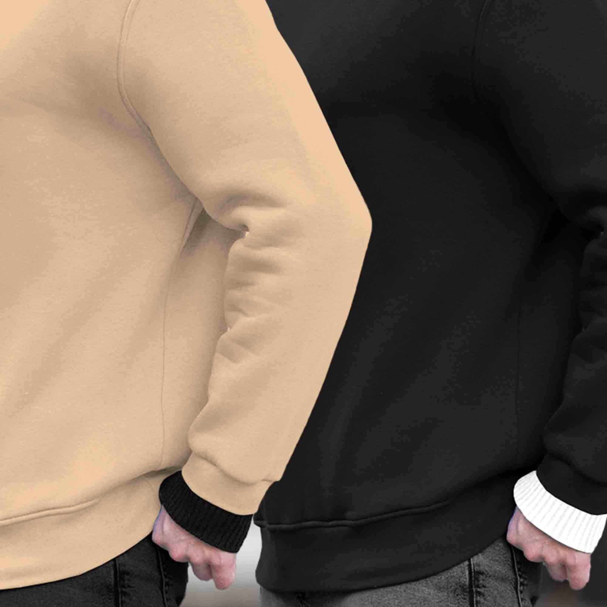 (Pack Of 2) Mens Round Neck Dual Color Plain Sweatshirts Multicolor